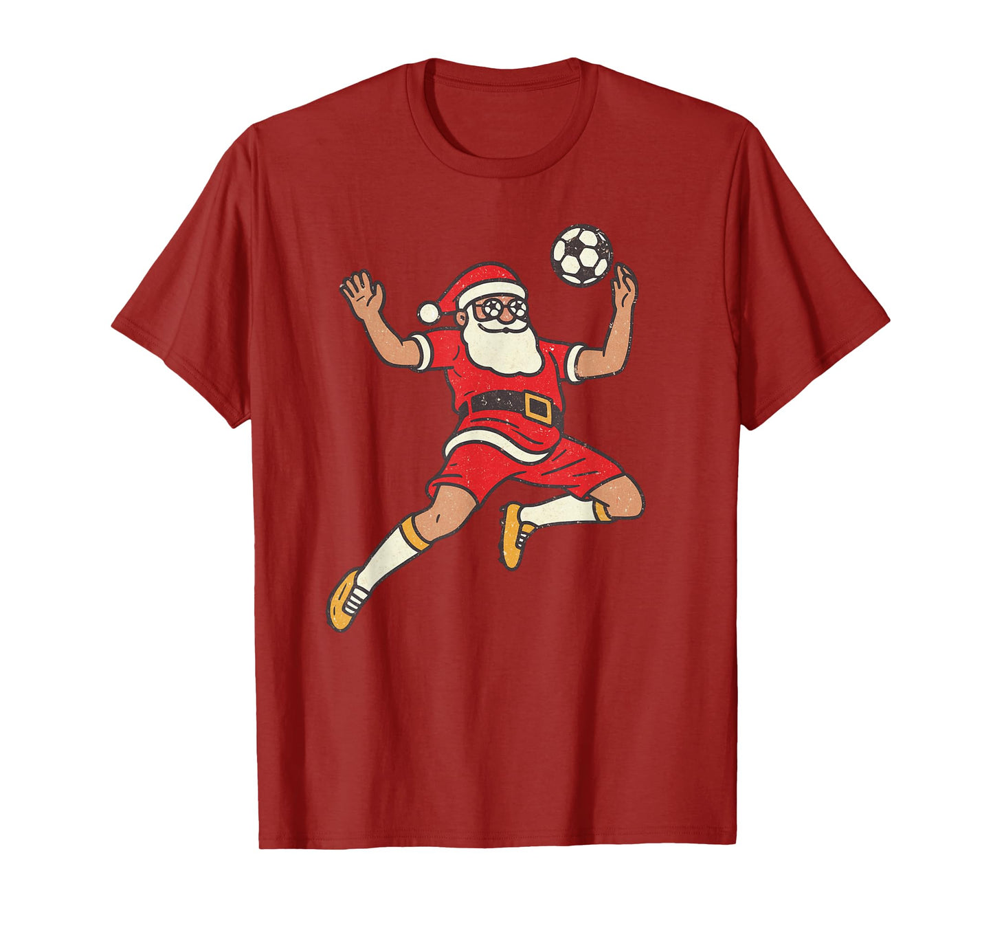 Santa Playing Soccer Christmas Vintage Funny Xmas Holiday T-Shirt
