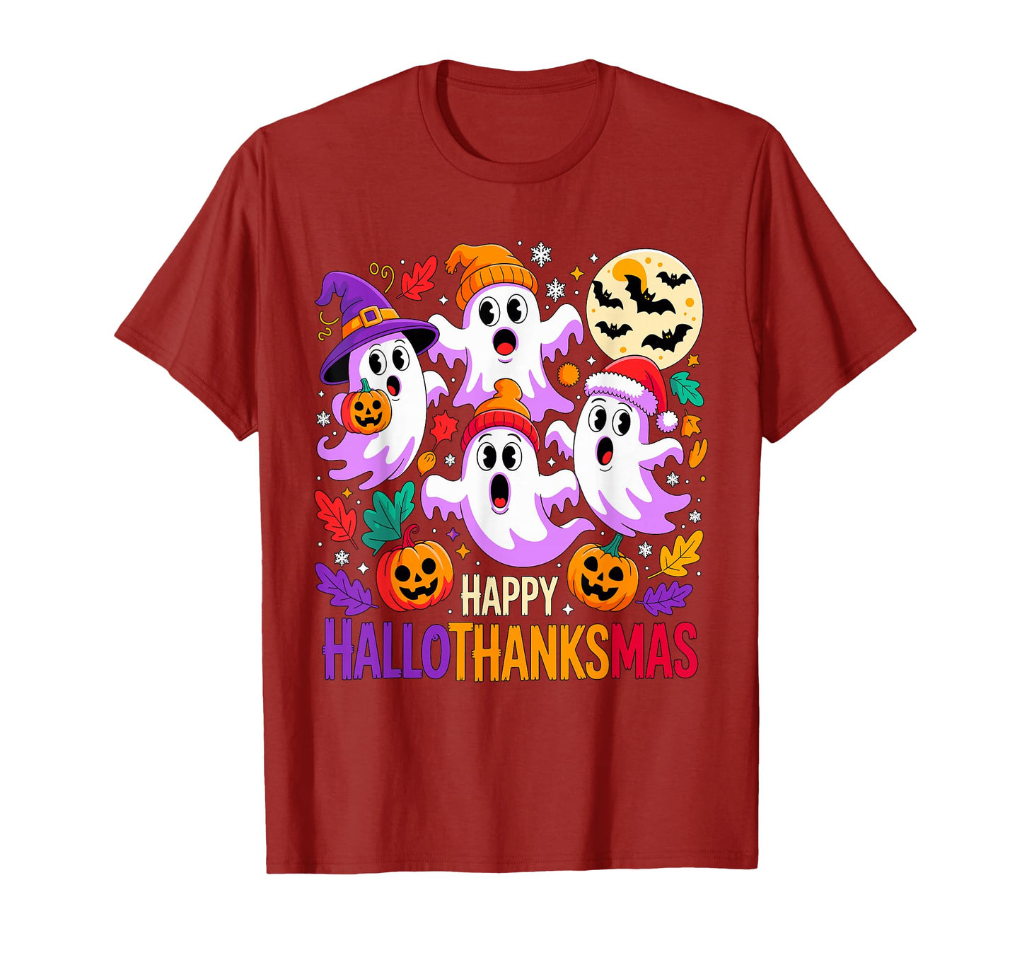 Happy Hallothanksmas Ghosts and Pumpkins T-Shirt