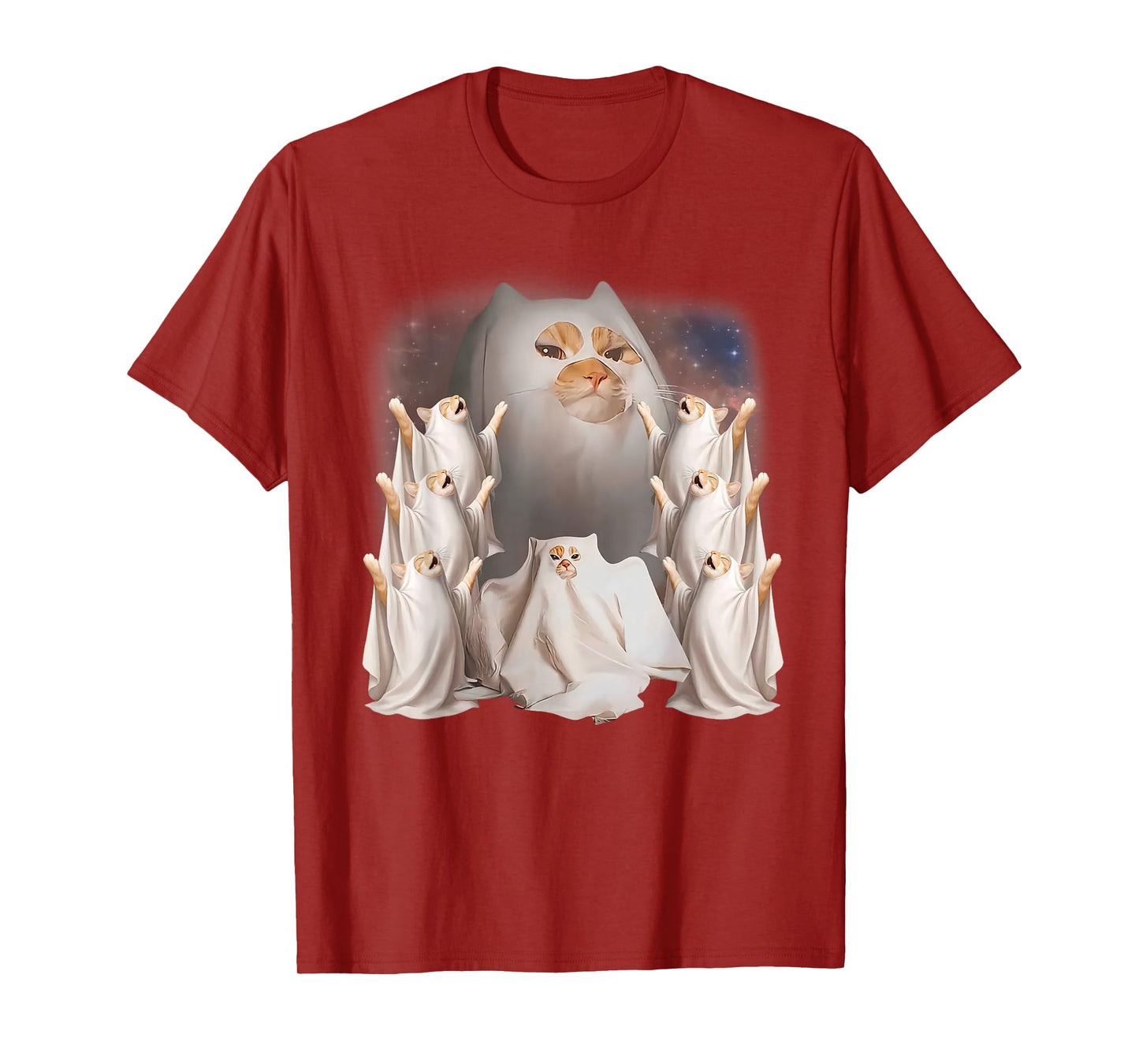 Vintage Ghost Cat Meme Funny Halloween Men Women Kids T-Shirt
