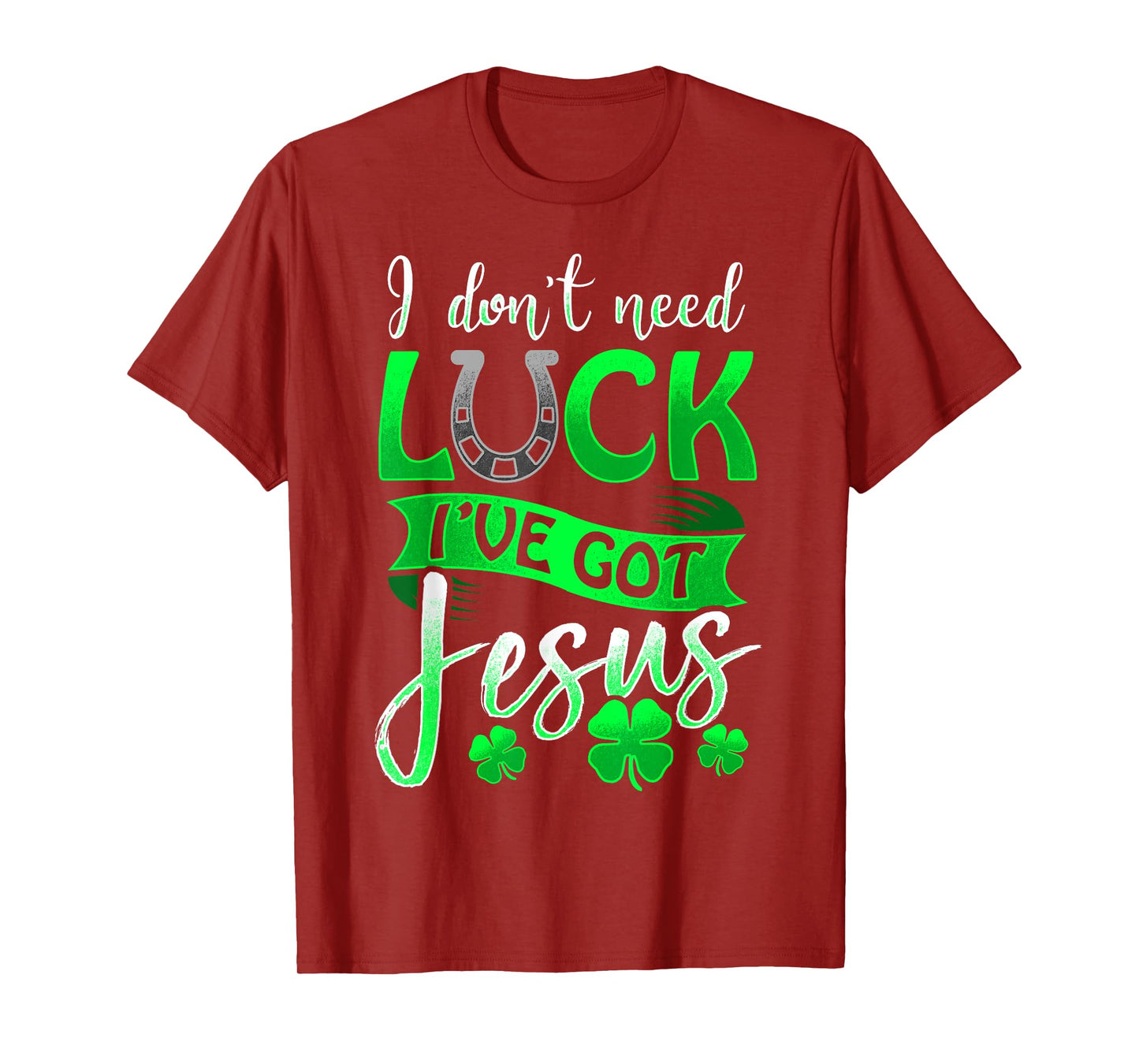 Lucky Irish Holiday by 3C St. Patrick's Day Christian Unisex Black Cotton/Polyester T-Shirt, Small, Short Sleeve, Round Neck, Casual, All Seasons, Letter Print, Horse & Jesus Theme