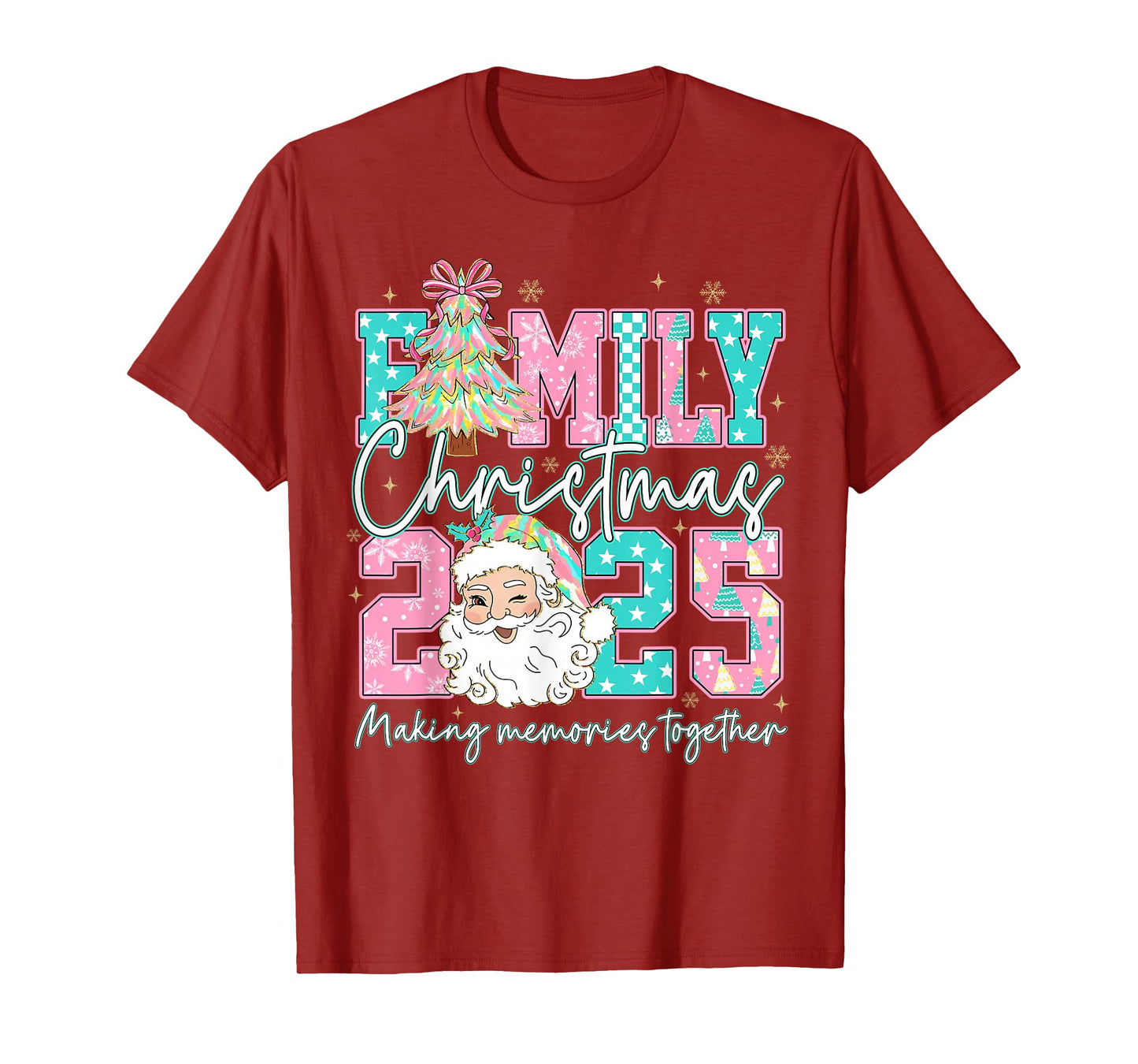 Family Christmas 2025 Santa Holiday Xmas Tree Coquette Bow T-Shirt