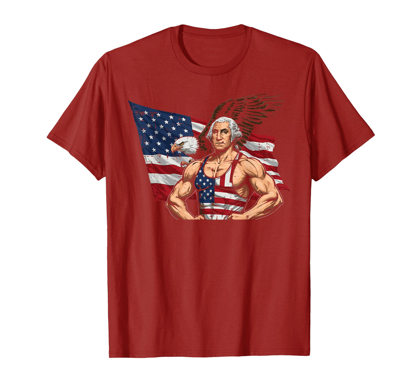 4th Of July Gym Washington Muscle Flag Workout Men Women T-Shirt