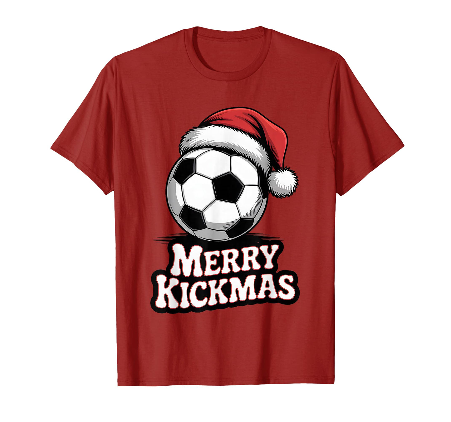 Merry Kickmas Christmas Funny Santa Soccer Ball Graphic T-Shirt