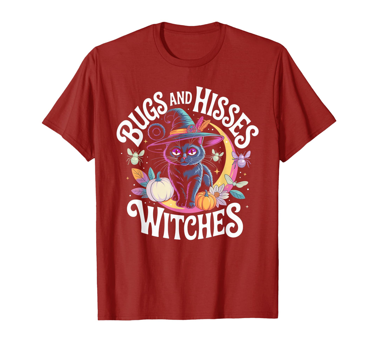 Gothic Cat Magic Flowers Witch Apparel T-Shirt