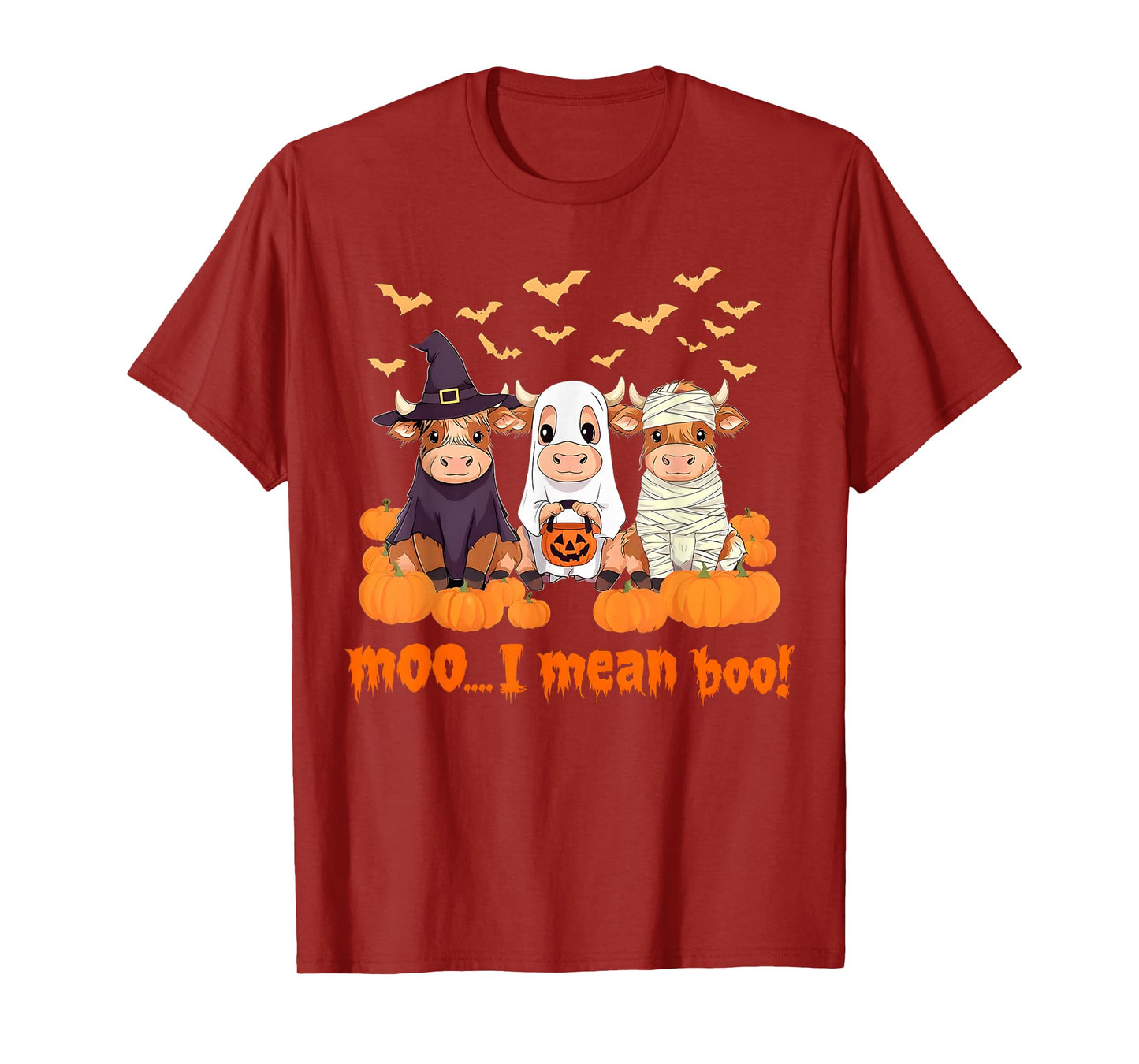 Moo I Mean Boo Spooky Heifer Halloween Bull Sheet Cow T-Shirt