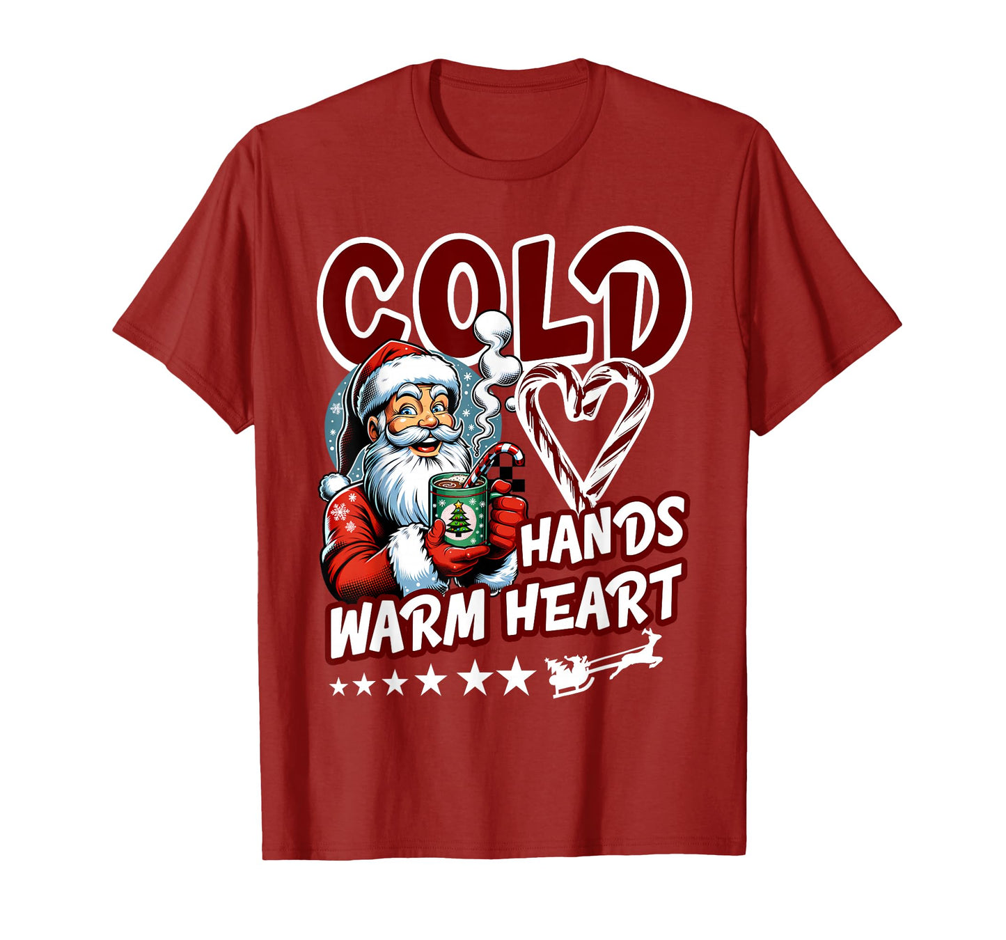 Cold Hands and Warm Heart Santa Funny Winter Christmas T-Shirt