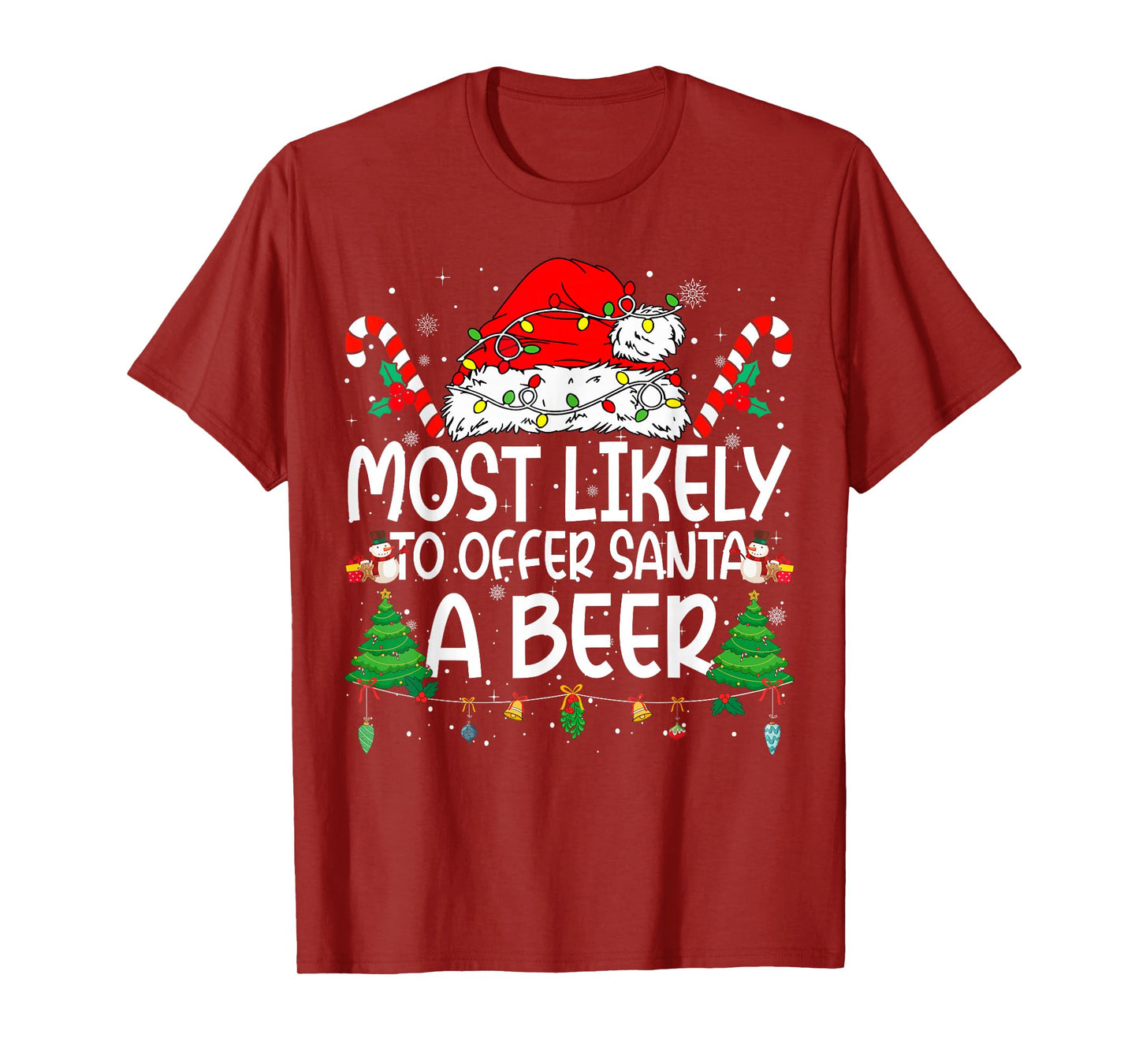 Family Matching Xmas Most Likely to Offer Santa A Beer T-Shirt