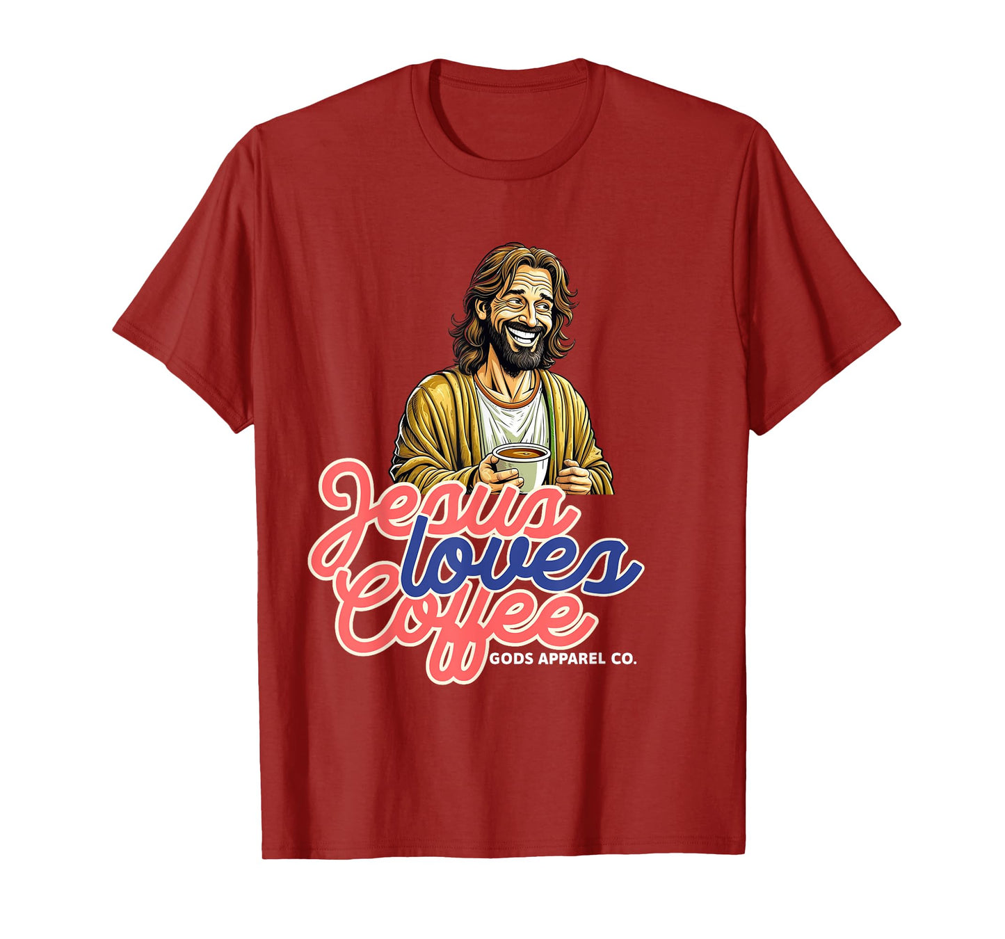 Laughing Jesus with a Coffee Mug Christian Coffee Lover T-Shirt