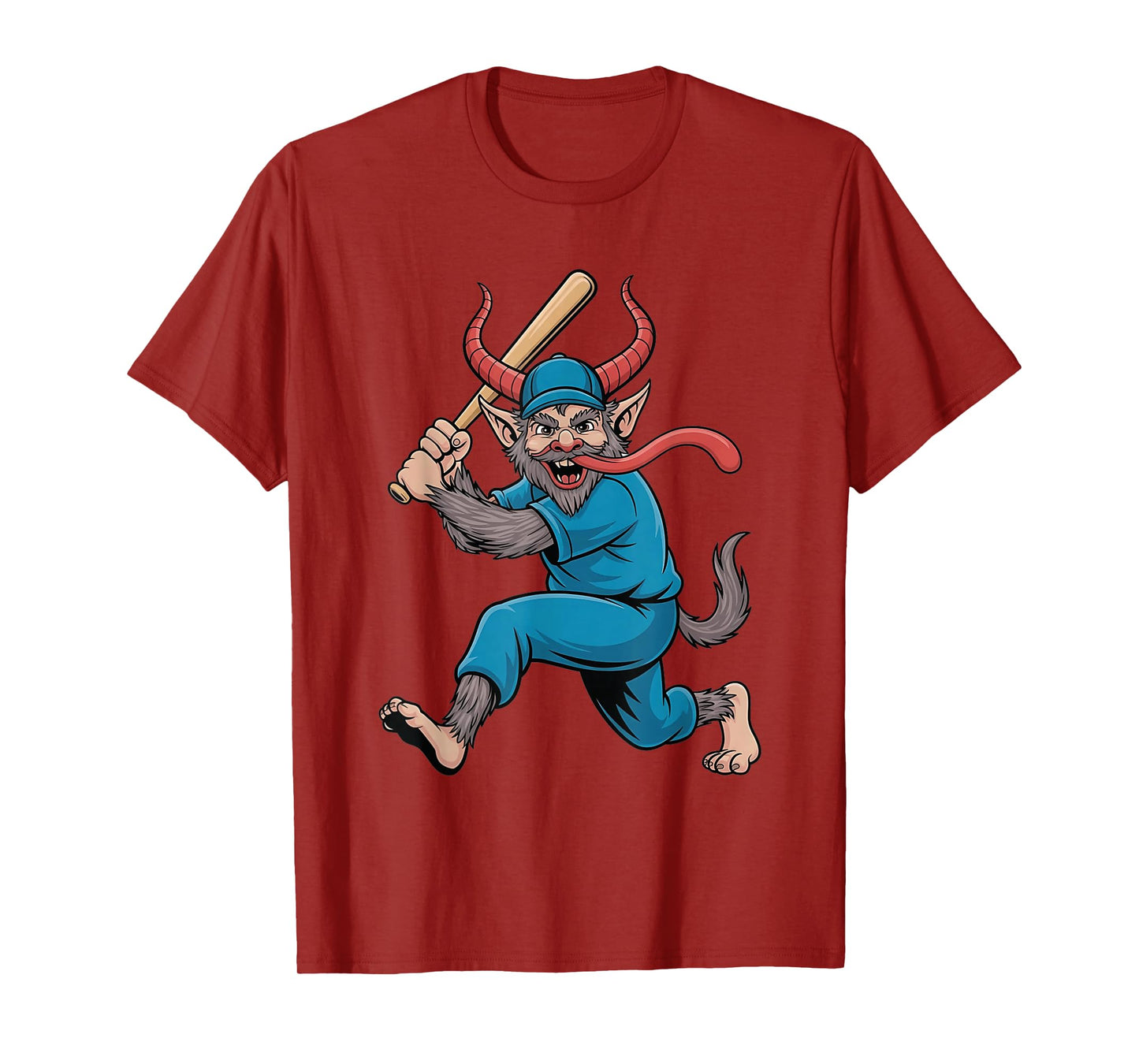 Evil Krampus Playing Baseball Santa Claus Christmas Sport T-Shirt