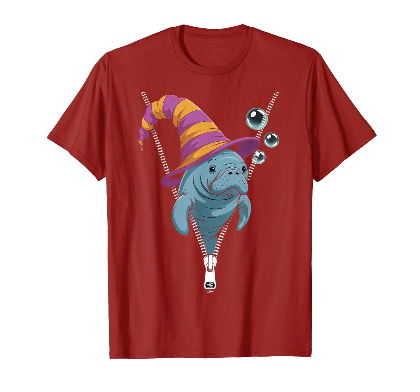 Funny Manatee Peeking Out Zipper Halloween Costume T-Shirt