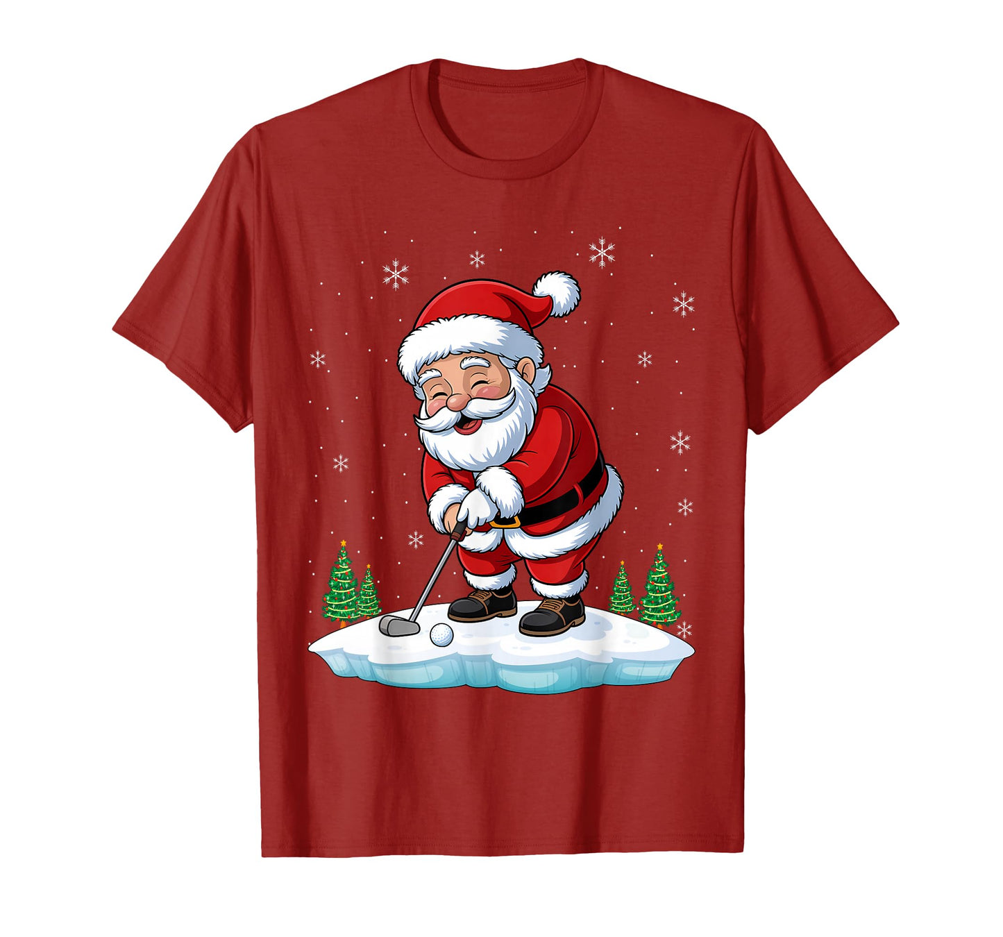 Christmas Golf Santa Claus Swing Funny T-Shirt