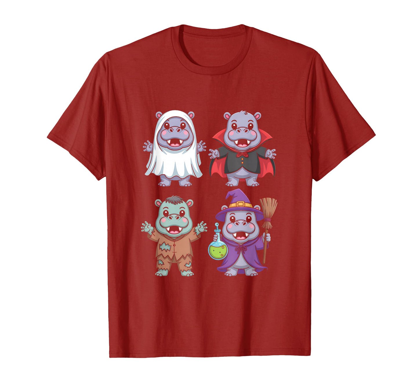 Hippo Ghost Witch Zombie Halloween Costume T-Shirt