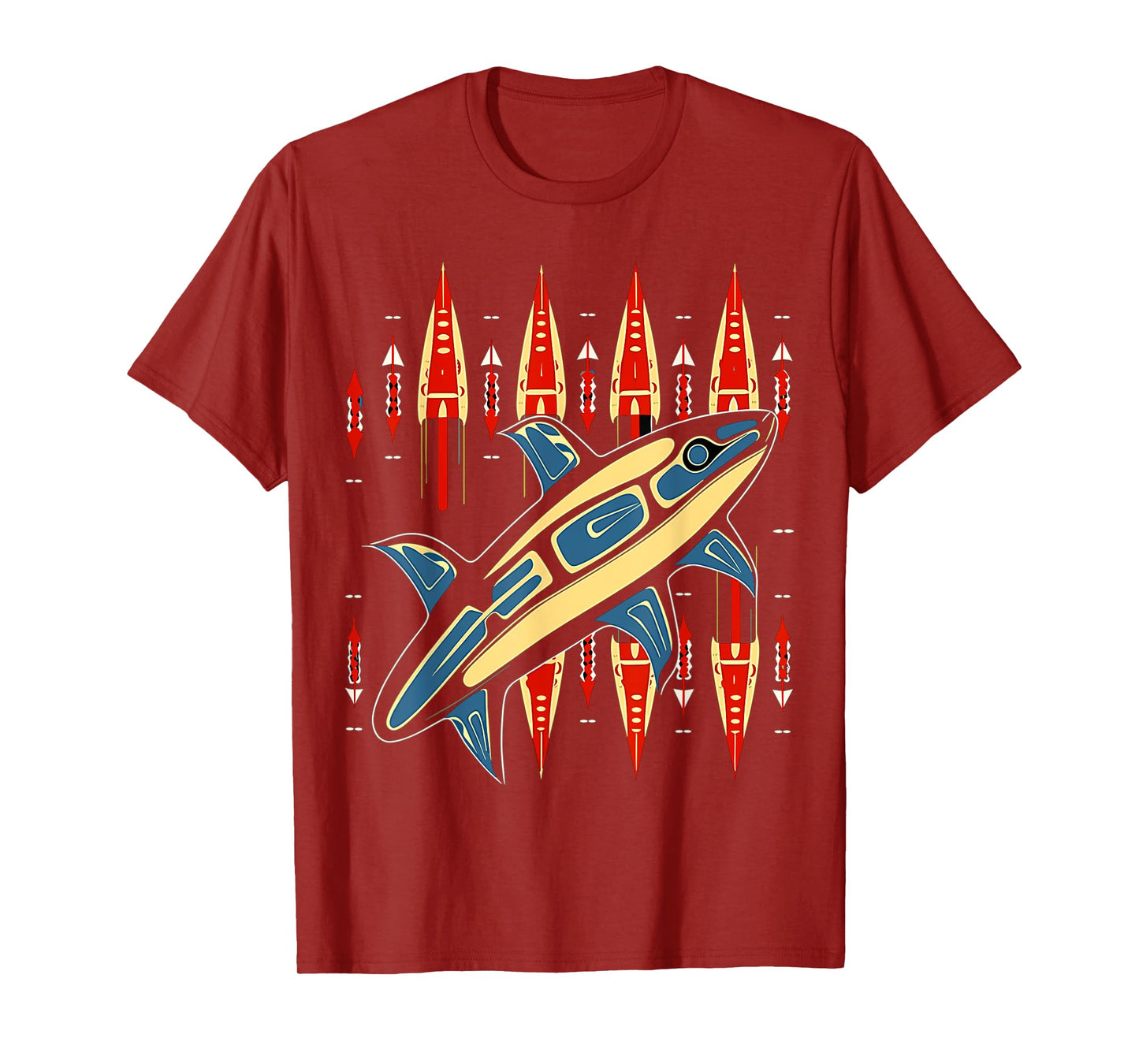 Orca Fish in Salish Coast Native American Art Style T-Shirt
