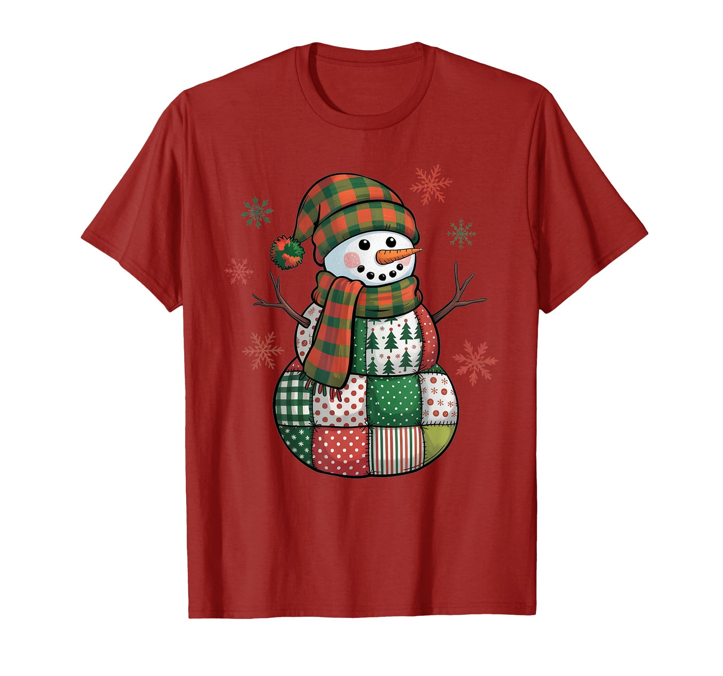 Patchwork Snowman Retro Funny Christmas Xmas Snowman Holiday T-Shirt