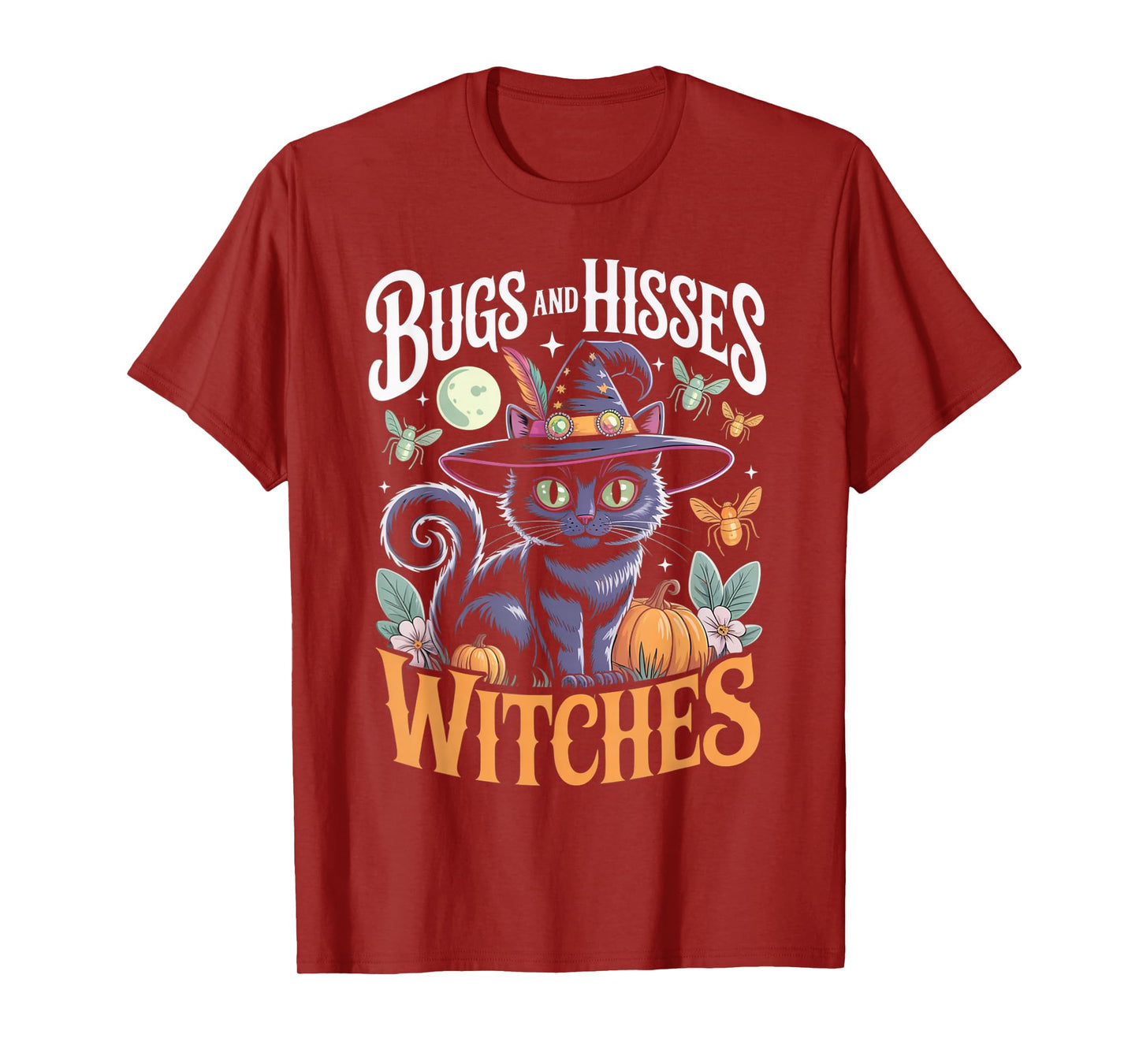 Gothic Cat Magic Flowers Witch Apparel T-Shirt