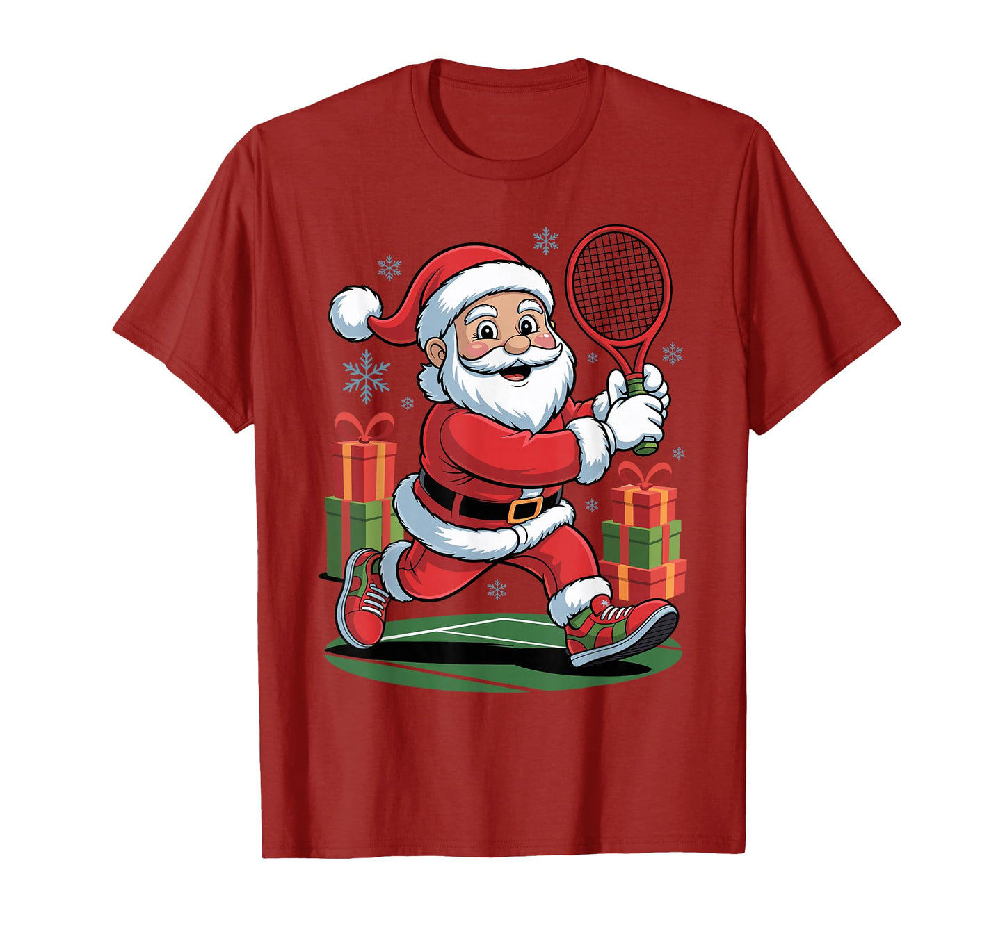 Santa Playing Tennis Funny Christmas Xmas Holiday Pajama T-Shirt