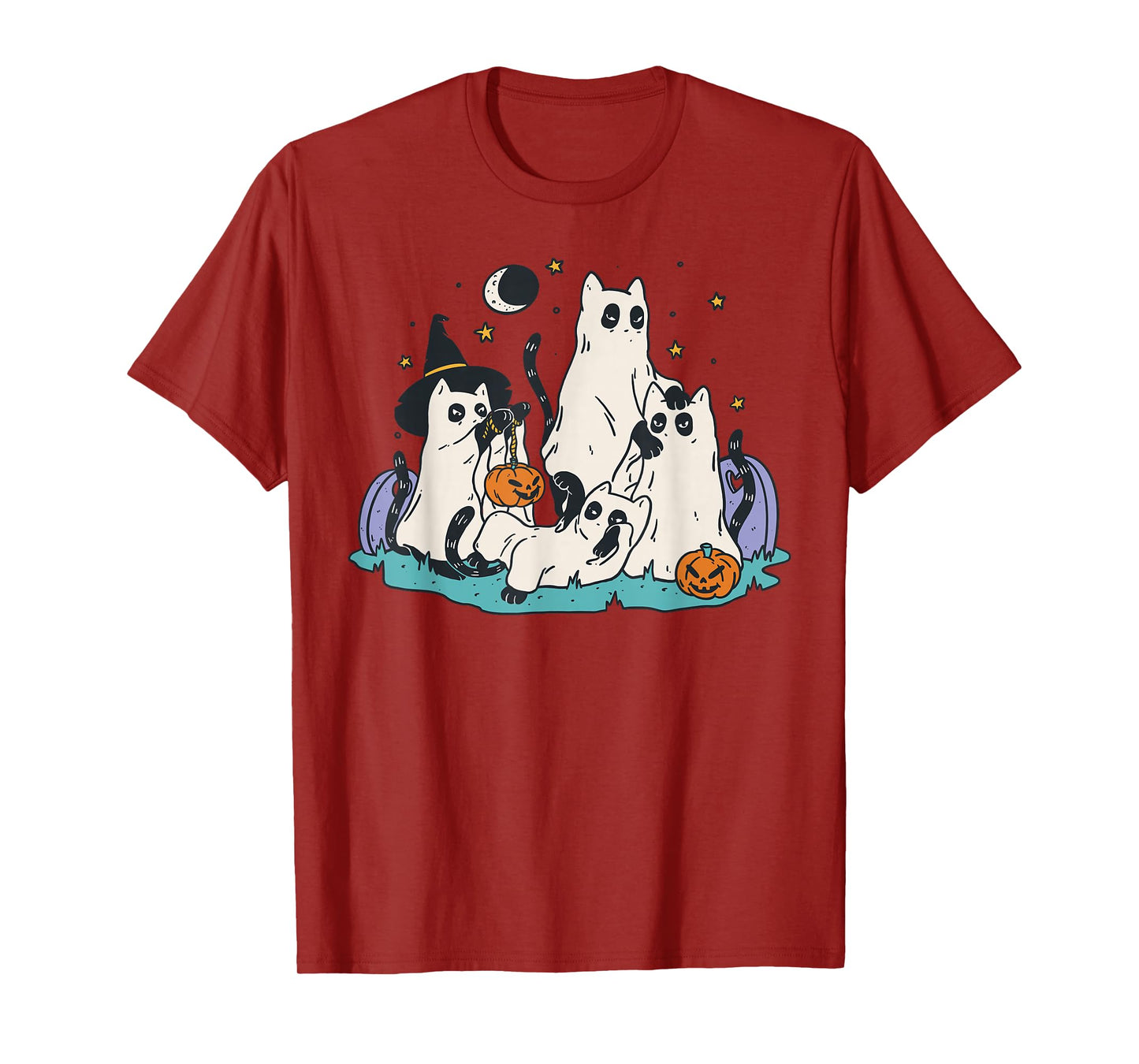 Halloween Ghost Cats Trick Or Treat Fun Design T-Shirt