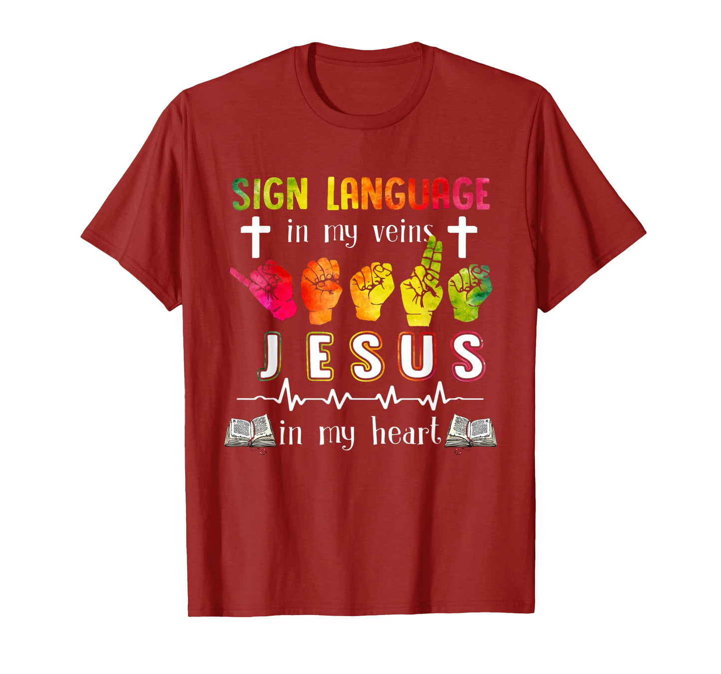Sign Language ASL Jesus Heart Gift Apparel T-Shirt