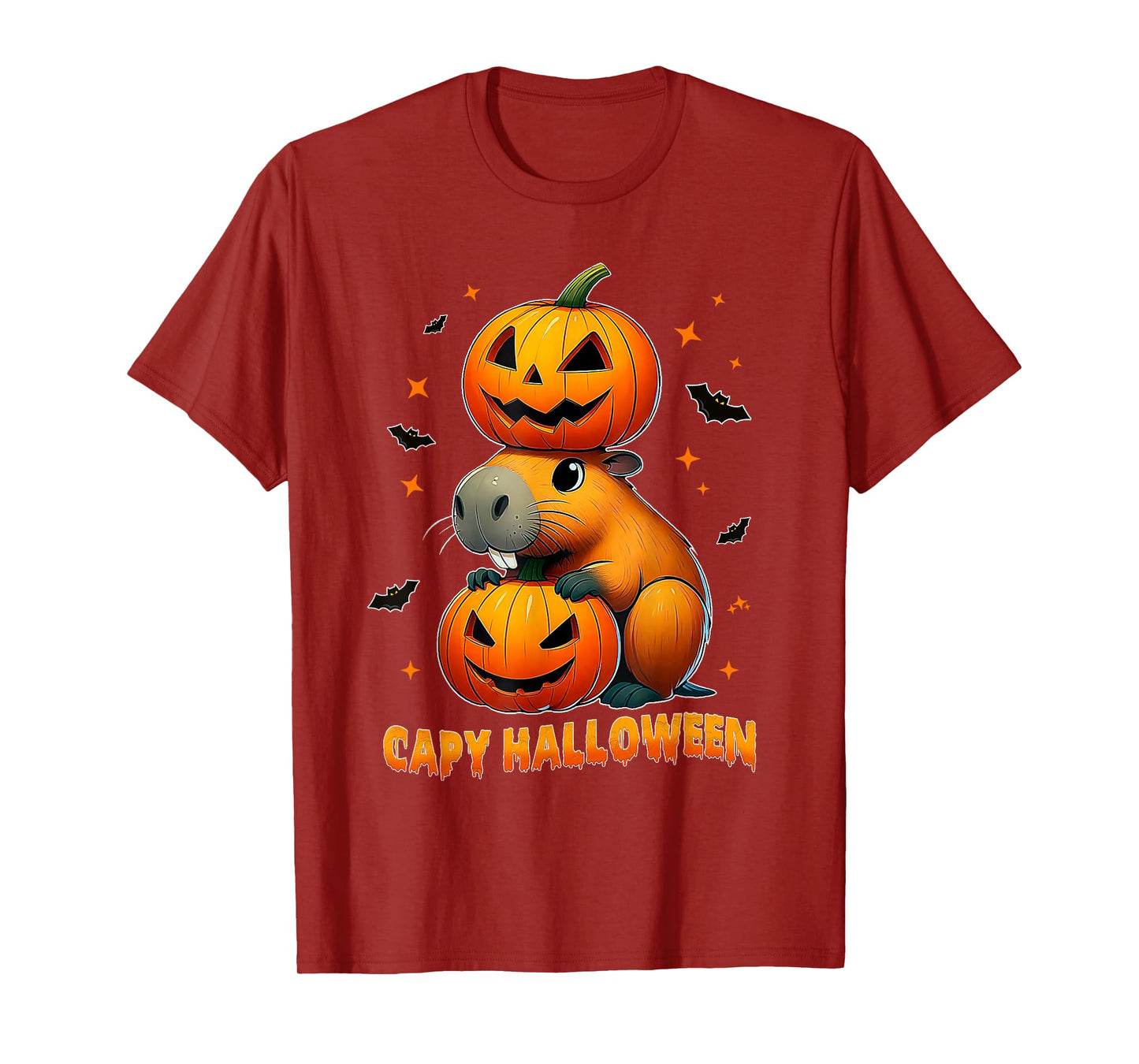 Capy Halloween Funny Cute Capybara Pumpkin Men Women Kids T-Shirt