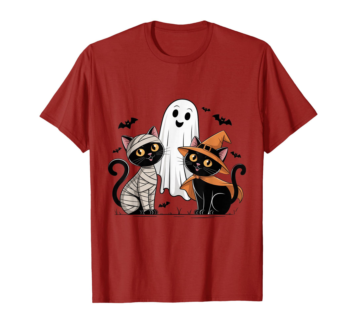 Spooky Black Cat Ghost Witch Halloween Haunted Vibes T-Shirt