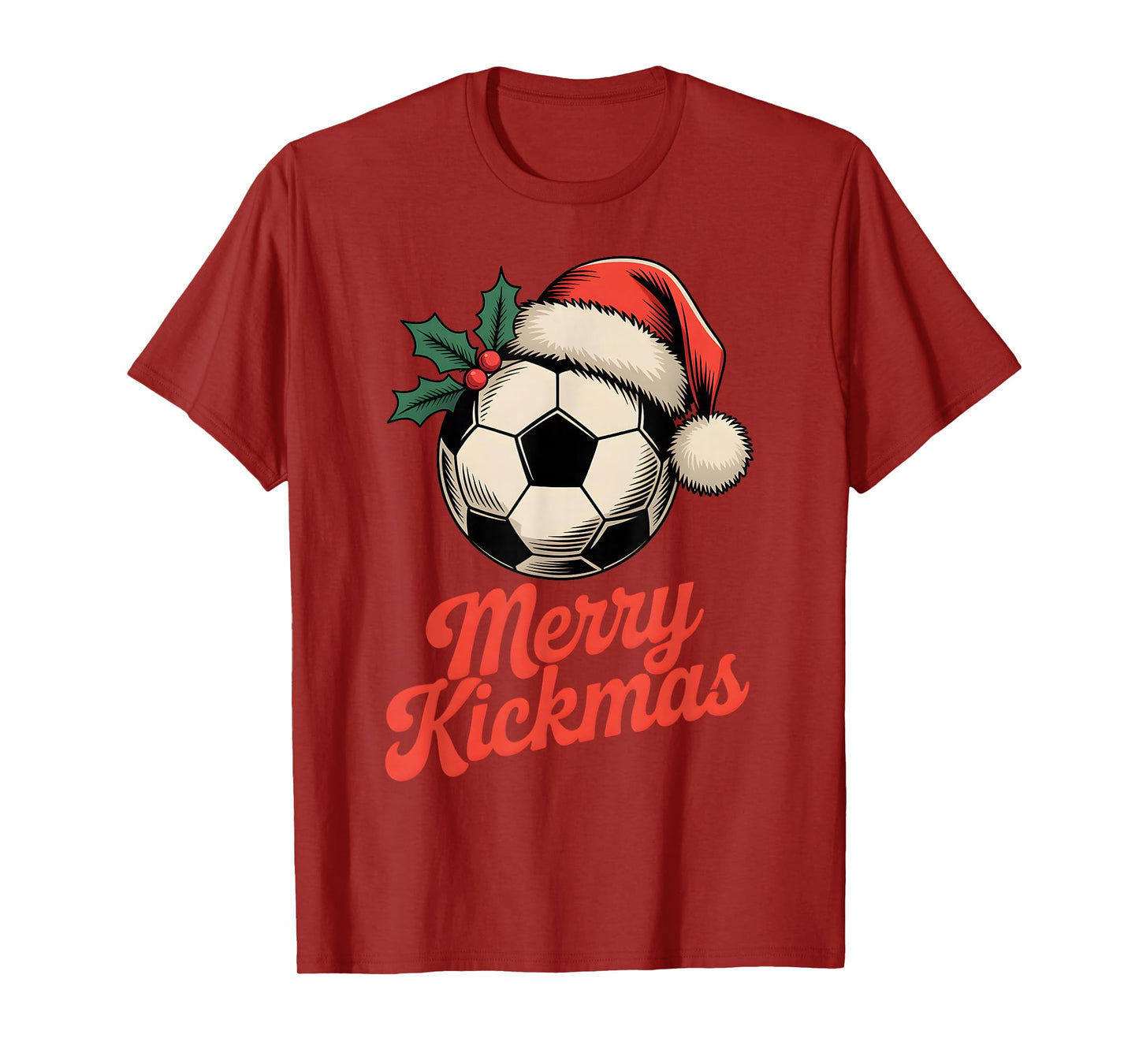 Merry Kickmas Christmas Funny Santa Soccer Ball Graphic T-Shirt