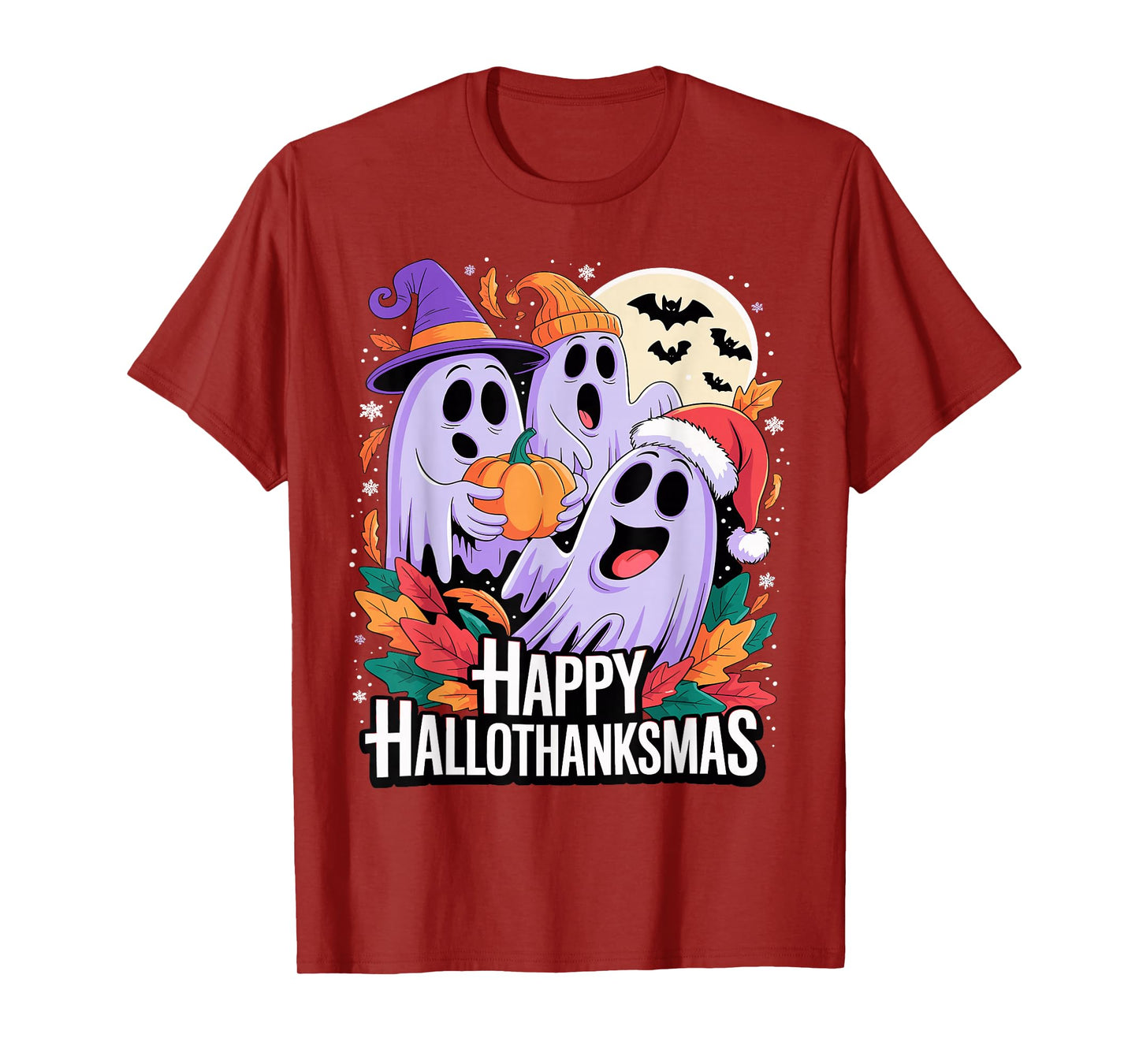 Happy Hallothanksmas Ghosts and Pumpkins T-Shirt