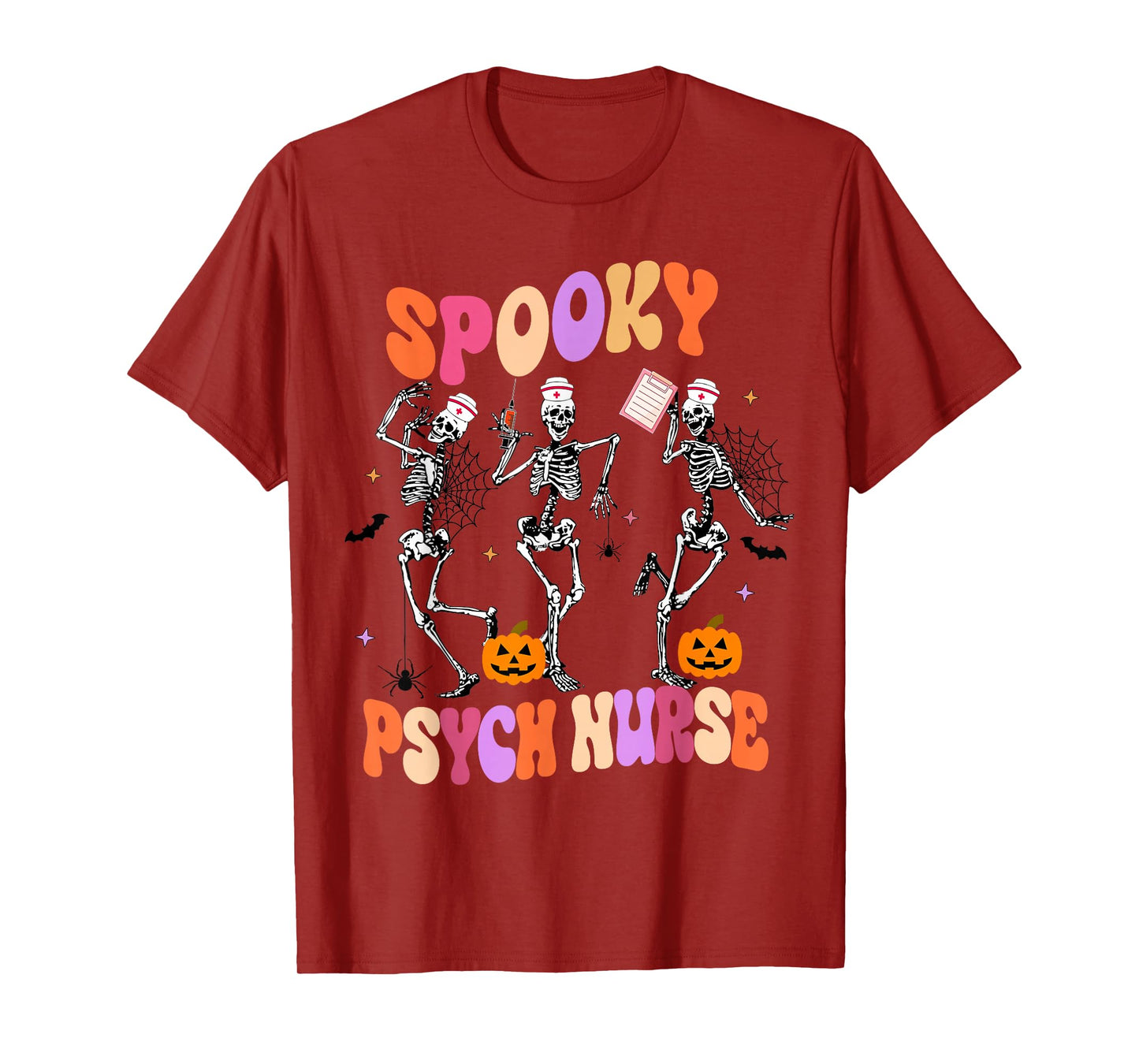 Cute Spooky Psych Nurse Skeleton Psych Nurse Shirt Halloween T-Shirt