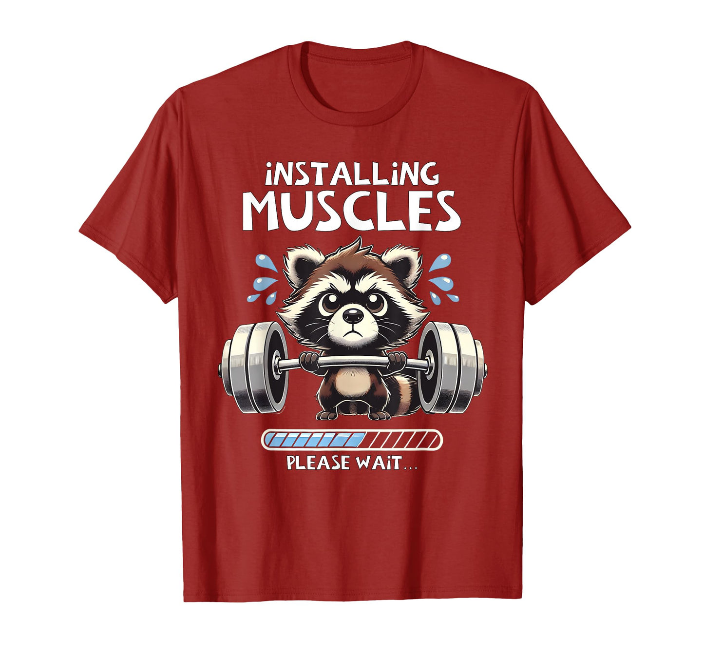 Funny Cute Raccoon Workout Gym Fitness Weightlifting T-Shirt