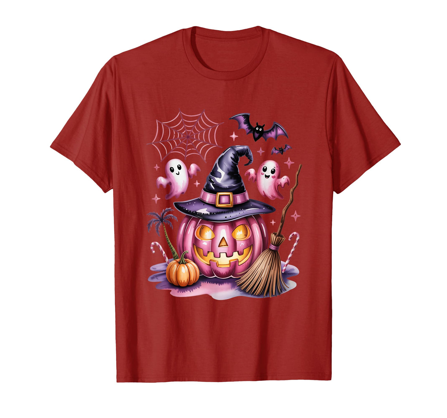 Kawaii Pink Pumpkin Witch Halloween T-Shirt
