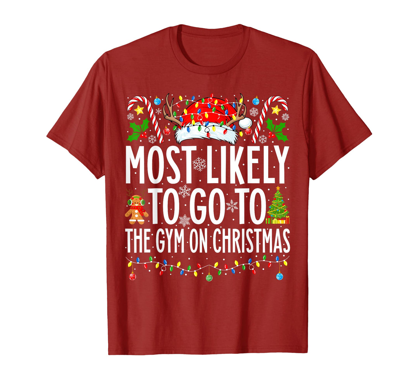 Most Likely To Go To Gym On Christmas Bodybuilding Xmas Gym T-Shirt