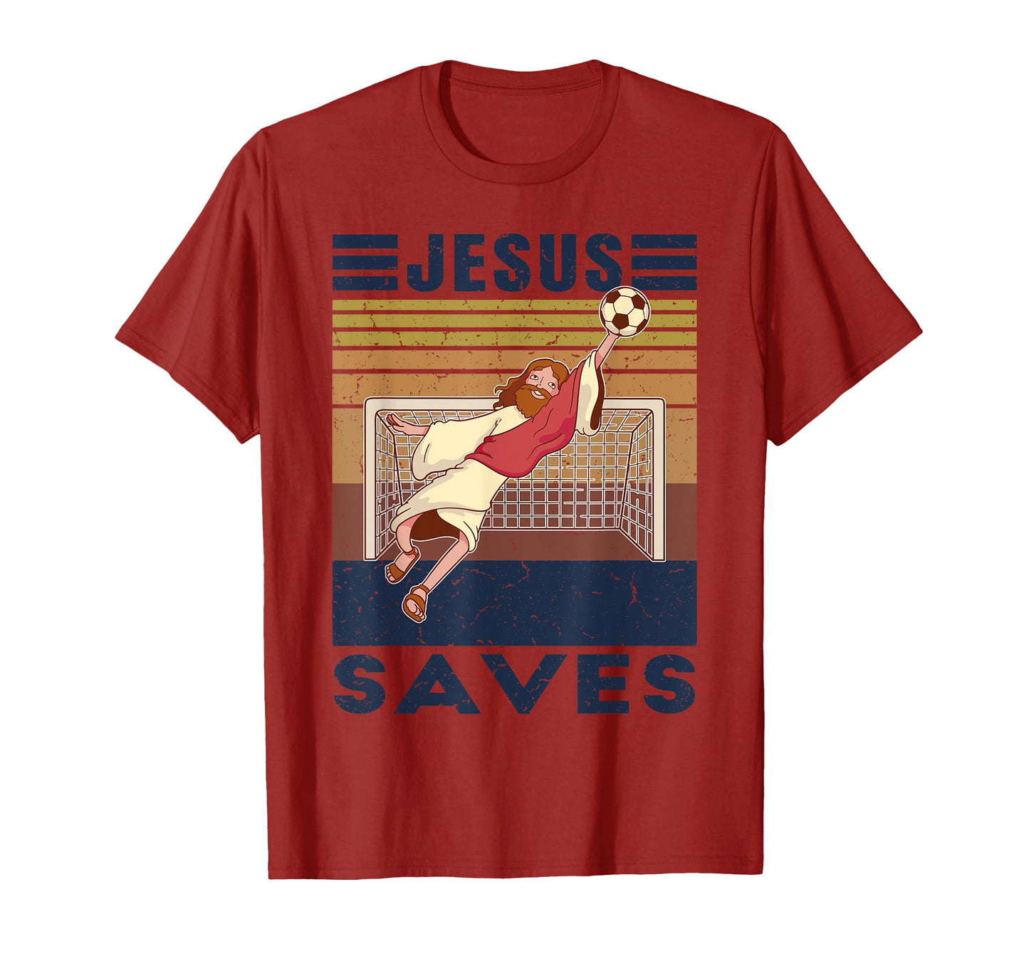 Retro Goalkeeper Jesus Saves Soccer Goal T-Shirt
