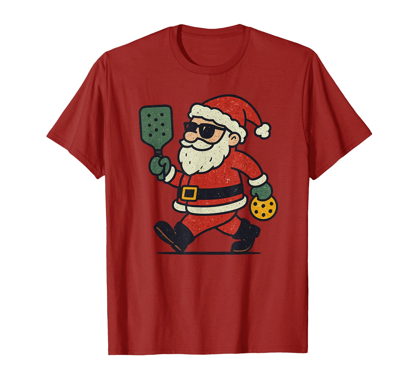 Santa Playing Pickleball Christmas Vintage Funny Xmas T-Shirt