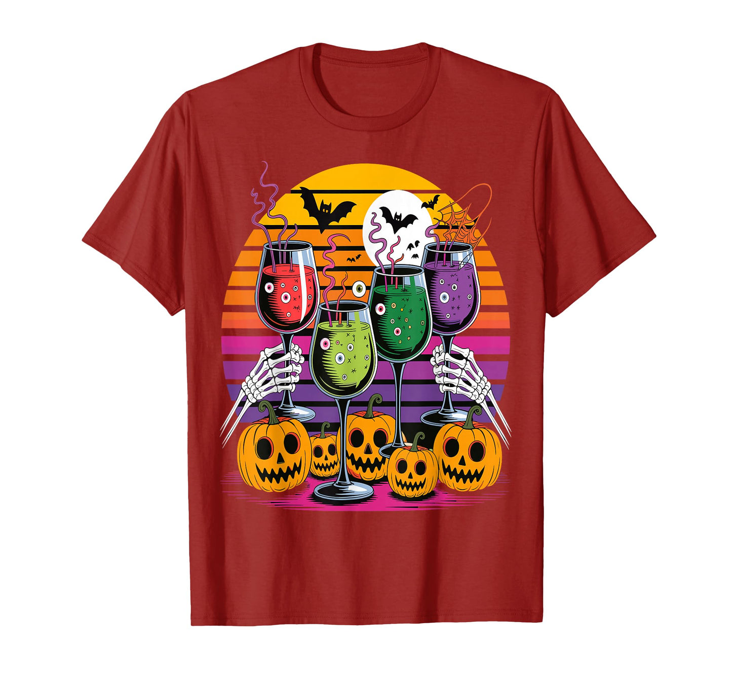 Glasses of Wine Halloween Costume Funny Spooky Tee T-Shirt