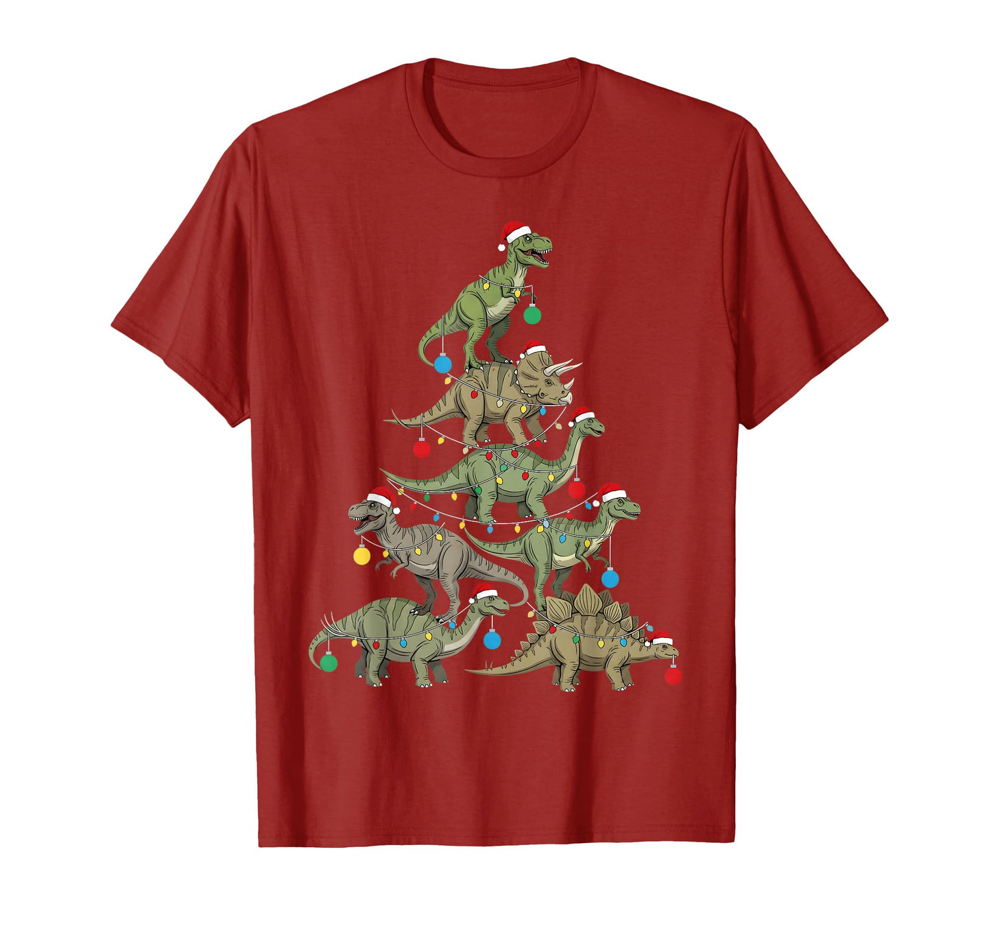 Types of Dinosaurs Christmas Tree Santa Xmas Family Matching T-Shirt