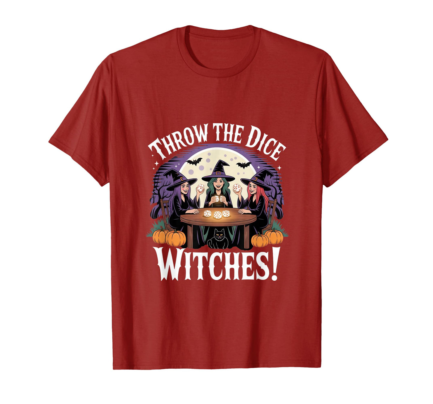 Throw The Dice Witches Funny Halloween Party Bunco Women T-Shirt