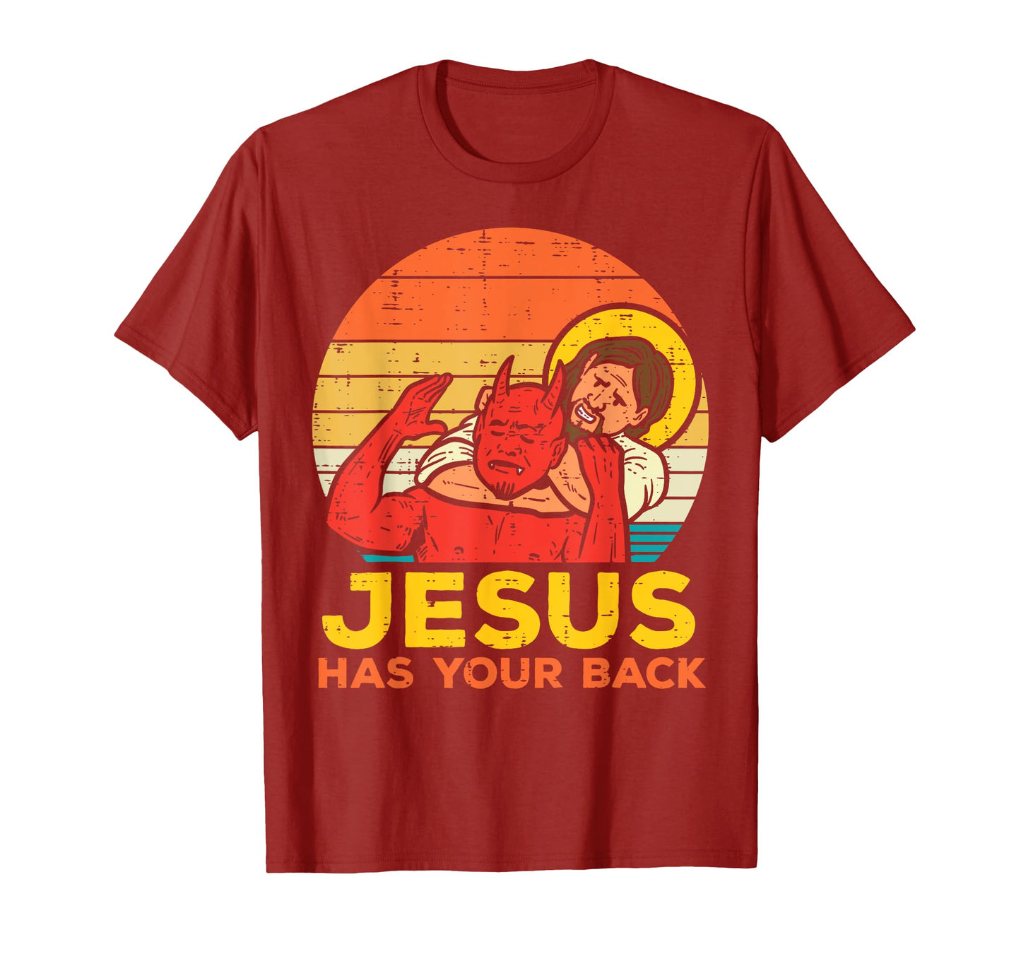 Jesus Has Your Back Jiu Jitsu Retro Christian Men Women Kids T-Shirt