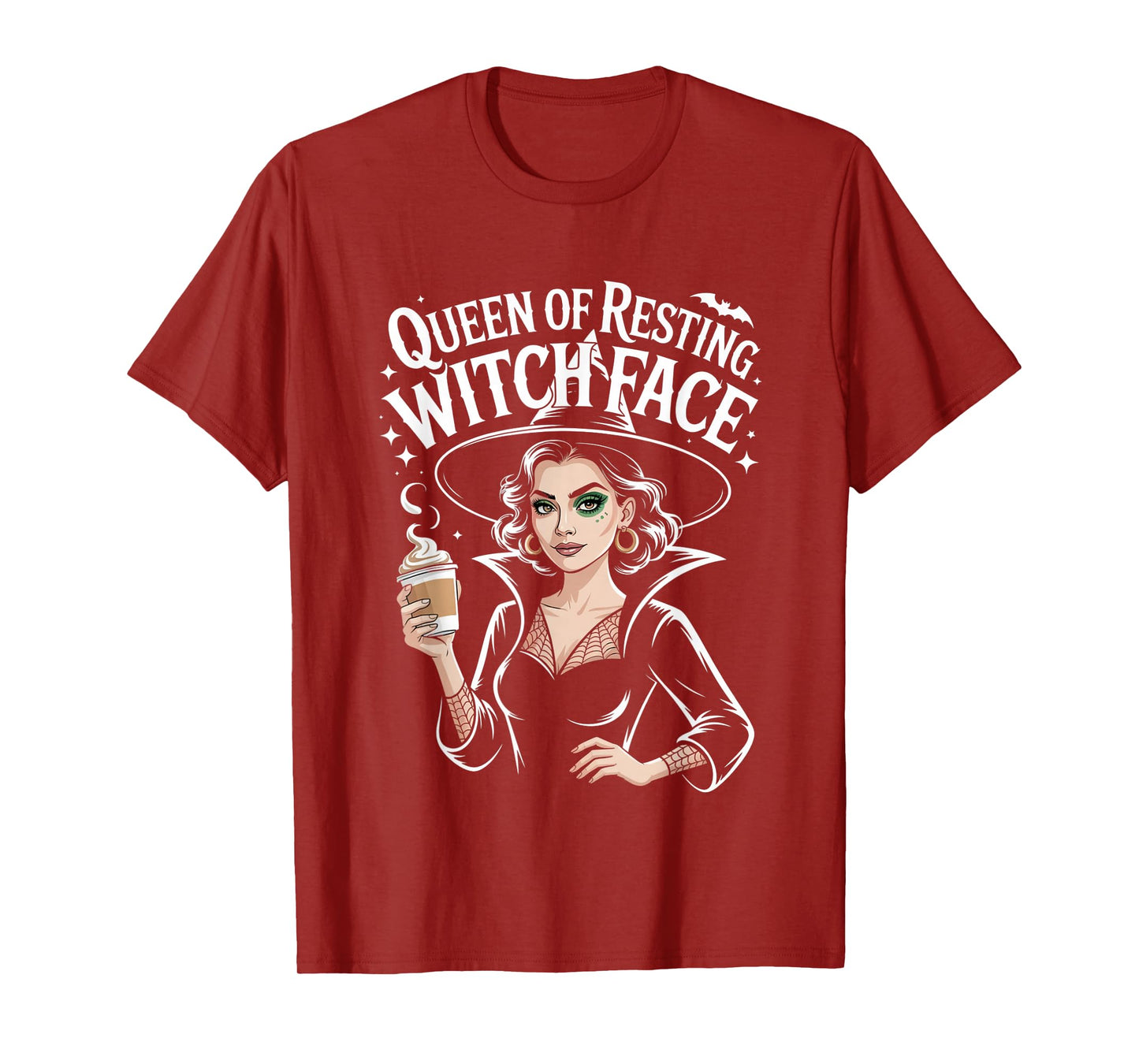 Resting Witch Face Coffee Lover Goth Scary Halloween Funny T-Shirt