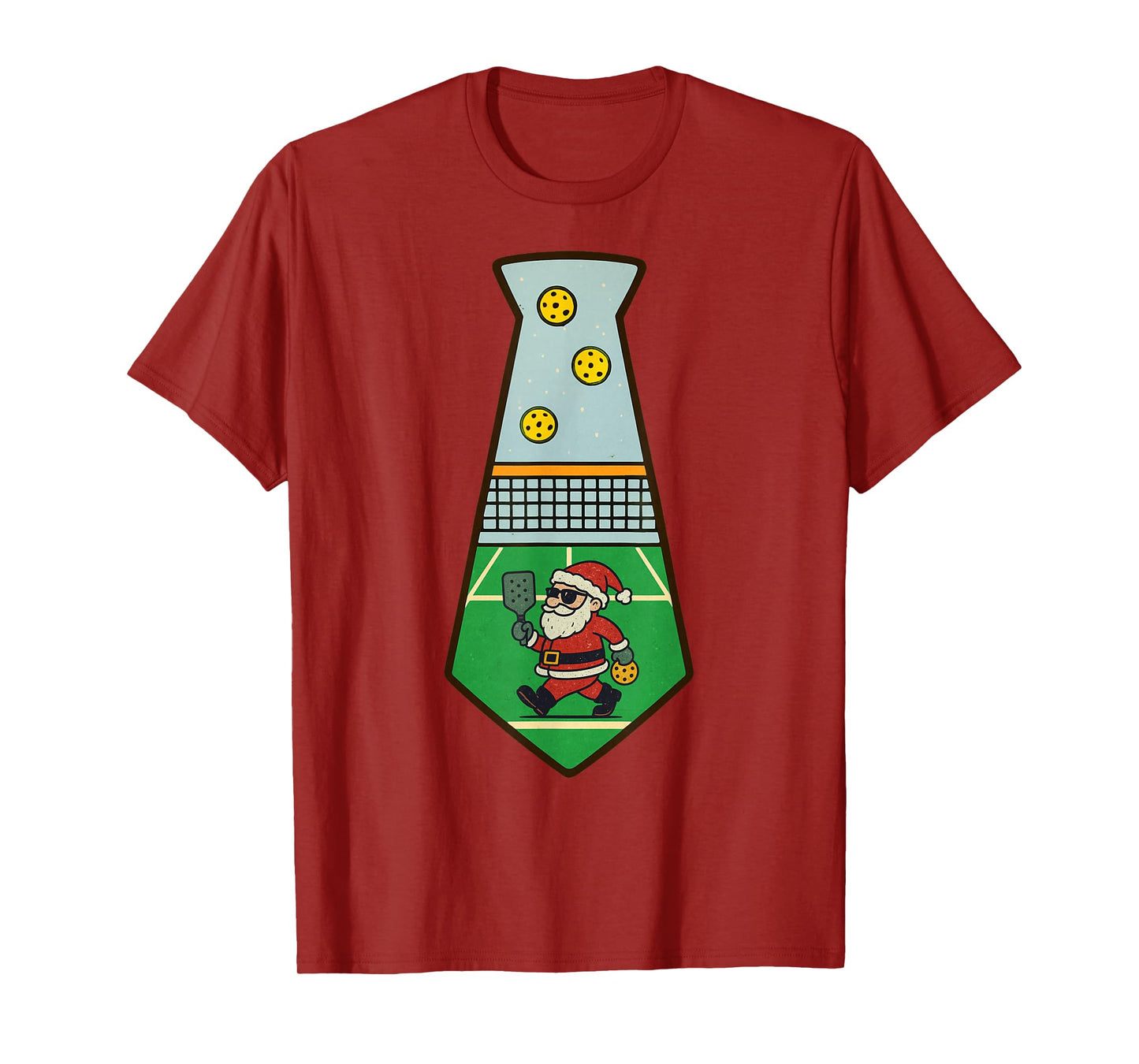 Santa Playing Pickleball Christmas Vintage Funny Xmas T-Shirt