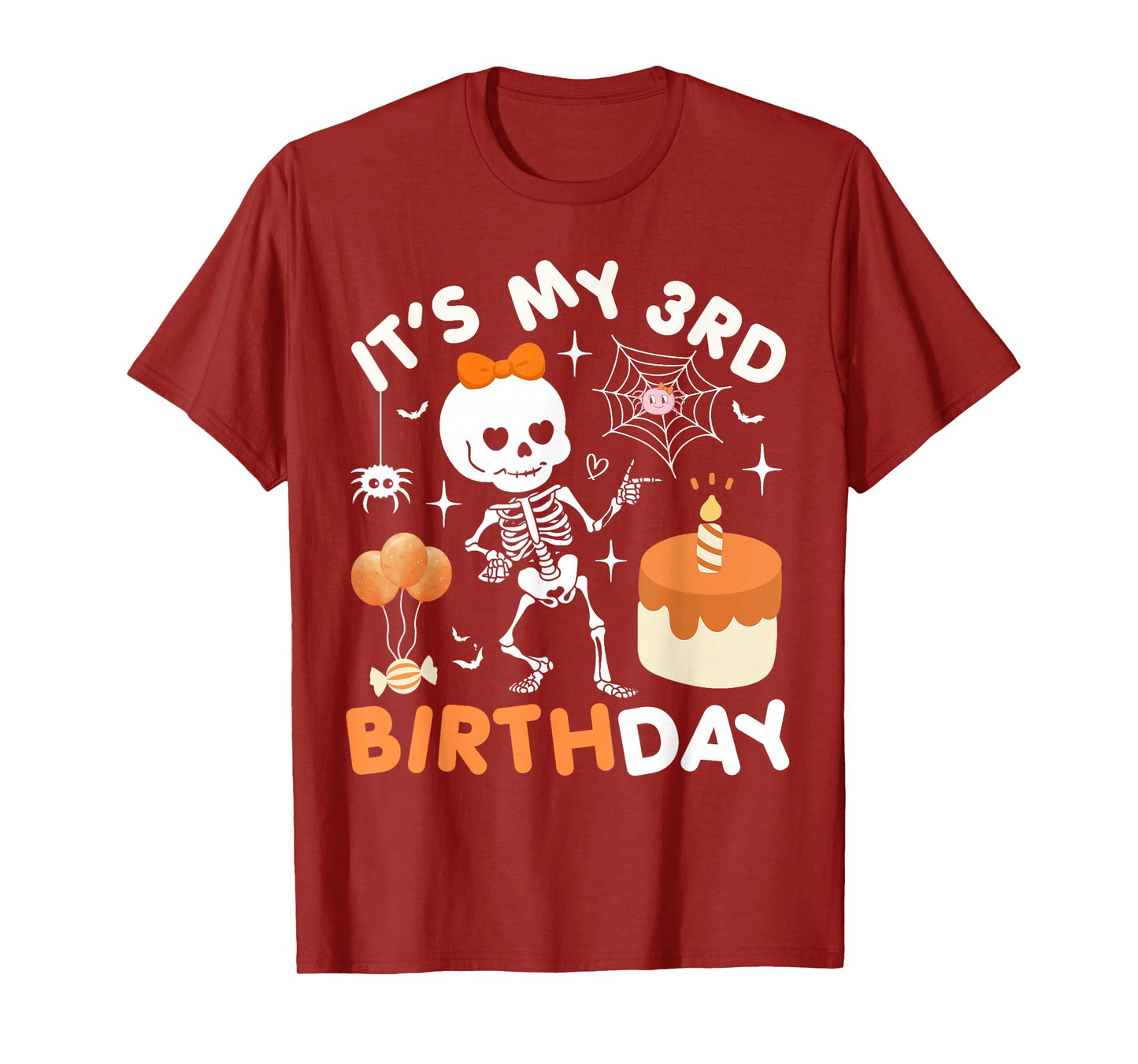 Its My 3rd Birthday Funny Halloween Skeleton Birthday 3 Girl T-Shirt