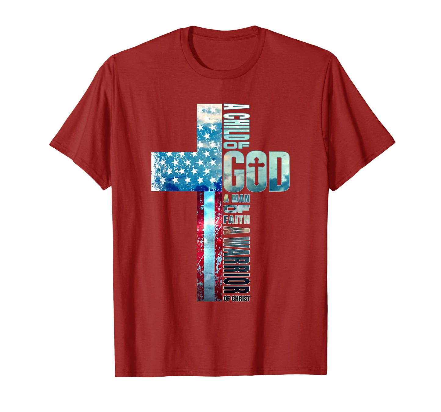 Faith Over Fears Cool Christian Cross American USA Flag Gym Women Men T-Shirt