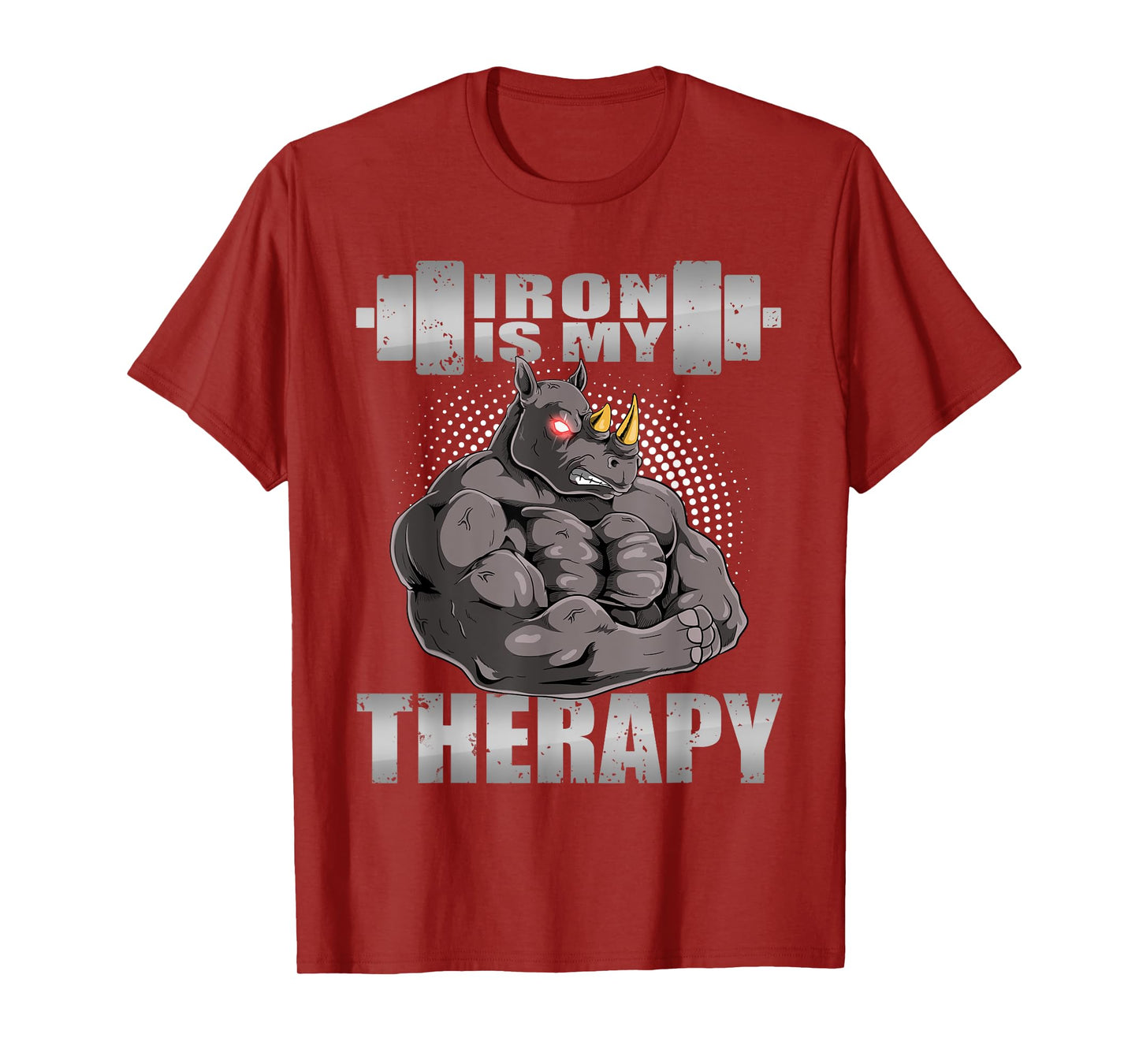 Rhinoceros Rhino Powerlifter Workout Gym Iron Is My Therapy T-Shirt