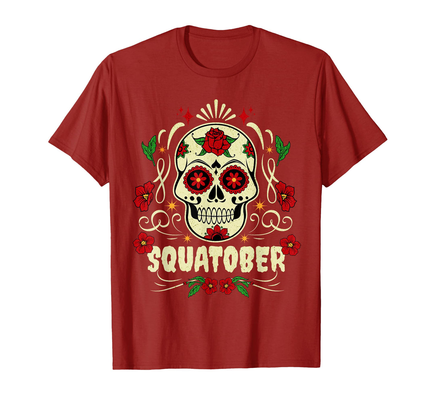 SQUATOBER October Squat Challenge Sugar Skull T-Shirt