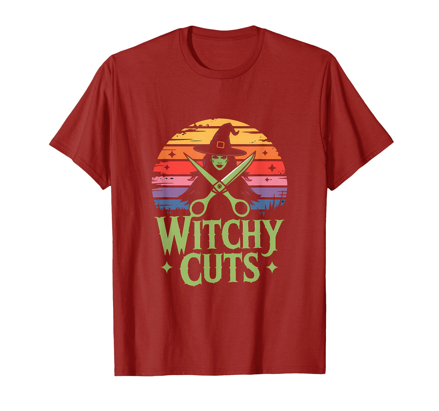Witch Hairdresser: Witchy Cuts Retro Sunset Hair Stylist T-Shirt
