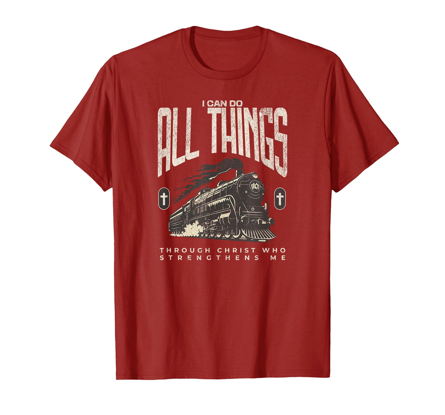 Steam Train Engine Locomotive Christian Jesus Faith Based T-Shirt