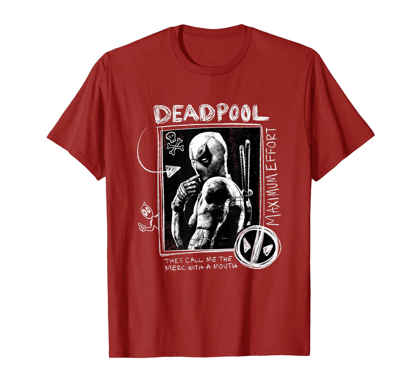 Marvel Deadpool & Wolverine Maximum Effort Doodle Portrait T-Shirt