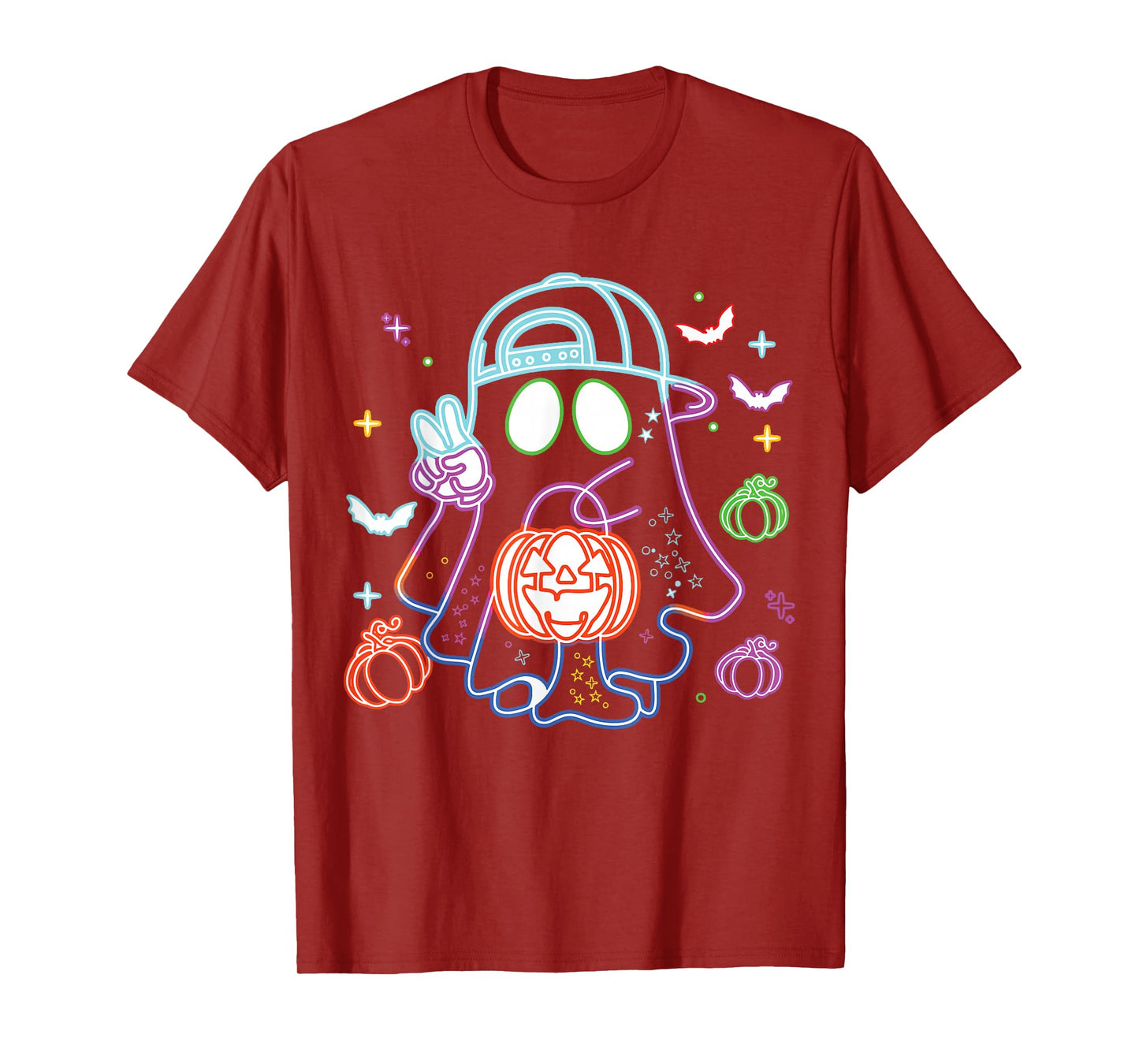 Boo Ghost Spooky Season Boys Kids Glow in Halloween Night T-Shirt