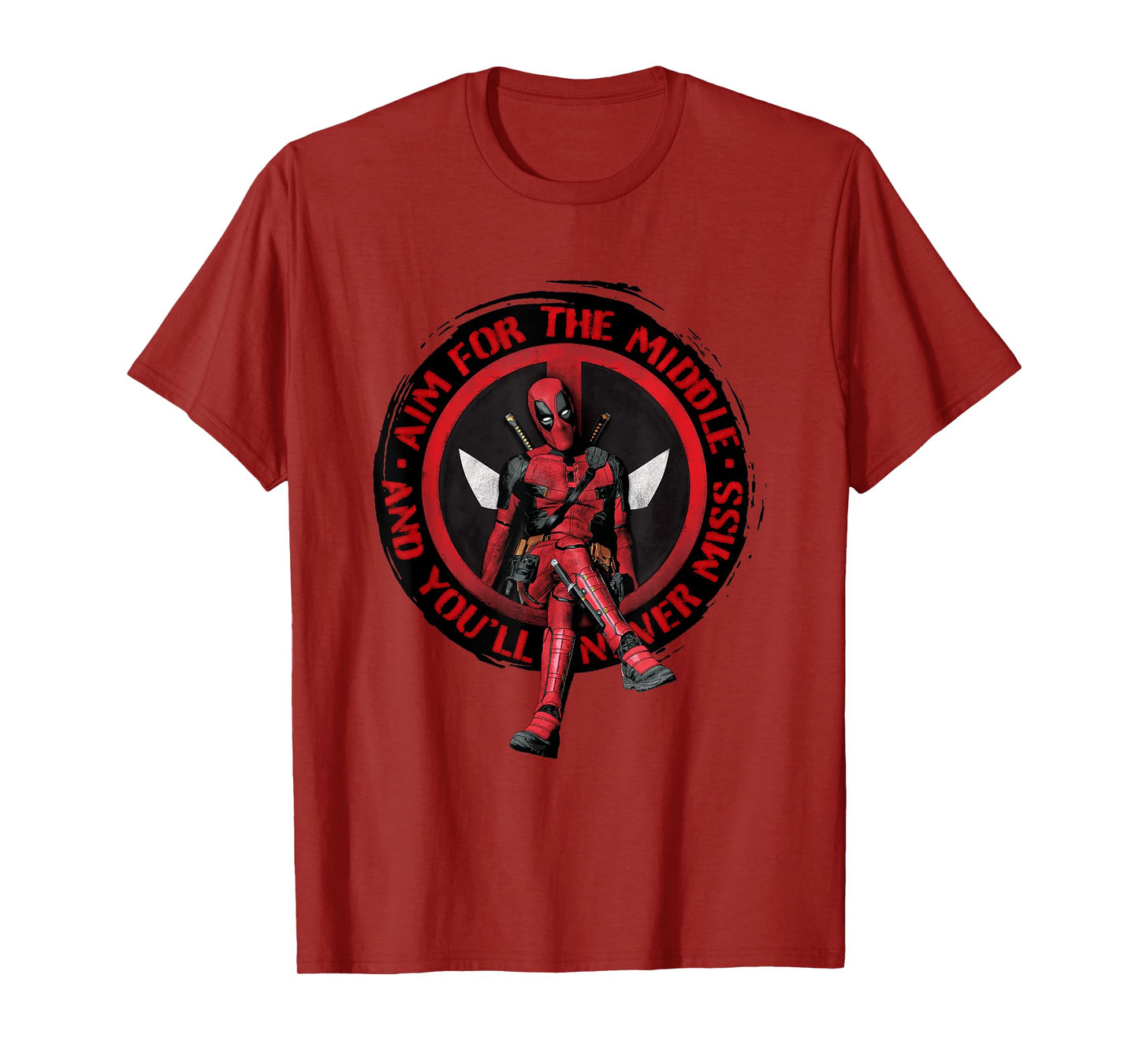 Marvel Deadpool & Wolverine Aim For The Middle Distressed T-Shirt
