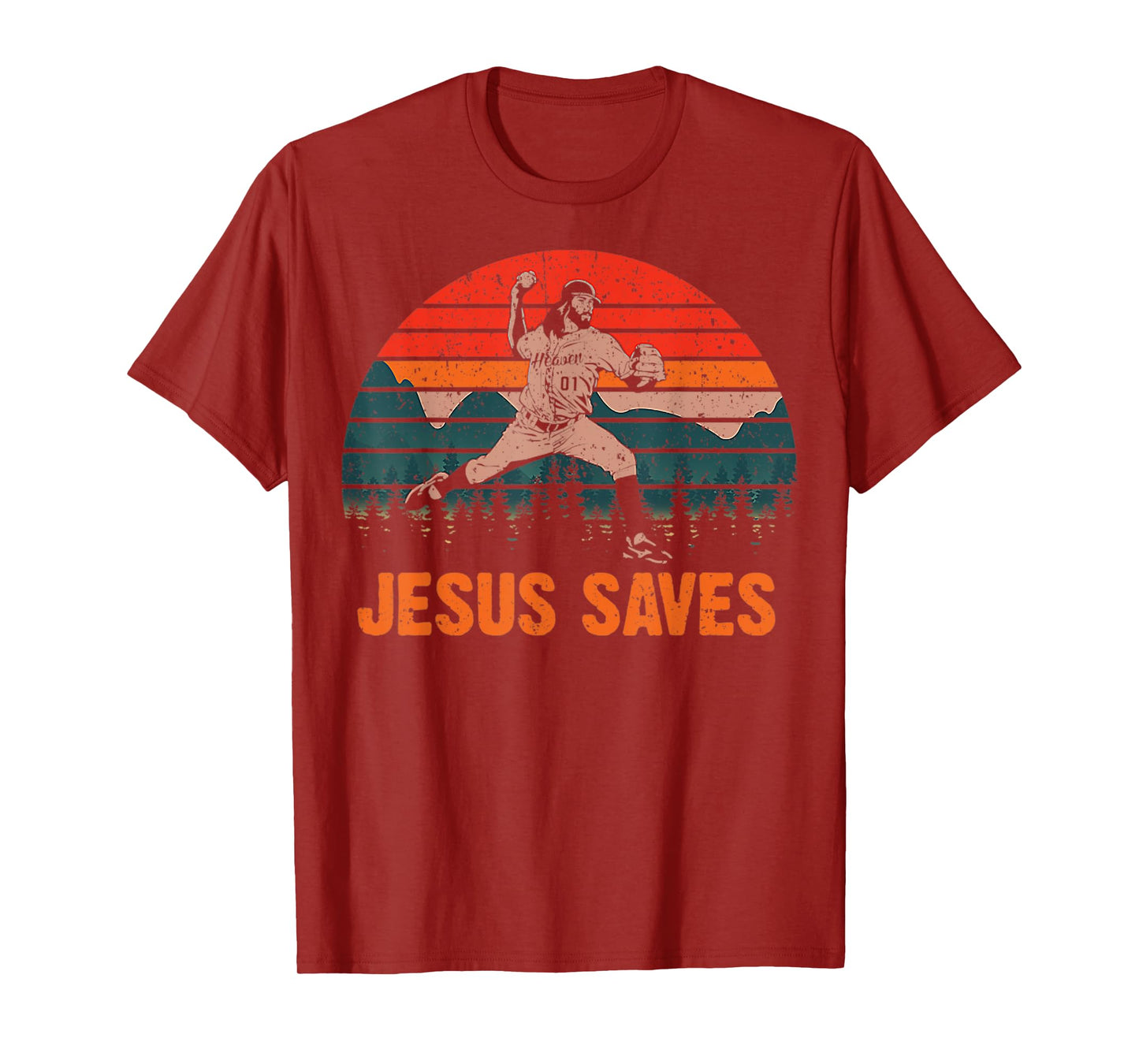 Vintage Jesus Saves Baseball Pitcher Retro 80s T-Shirt