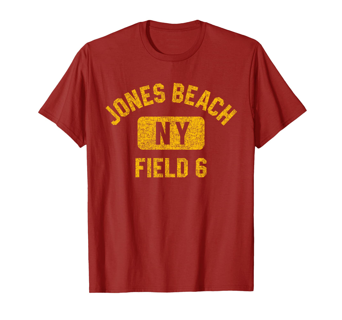 Jones Beach Field 6 NY Gym Style Distressed Amber Print Men Women Girls Kids T-Shirt