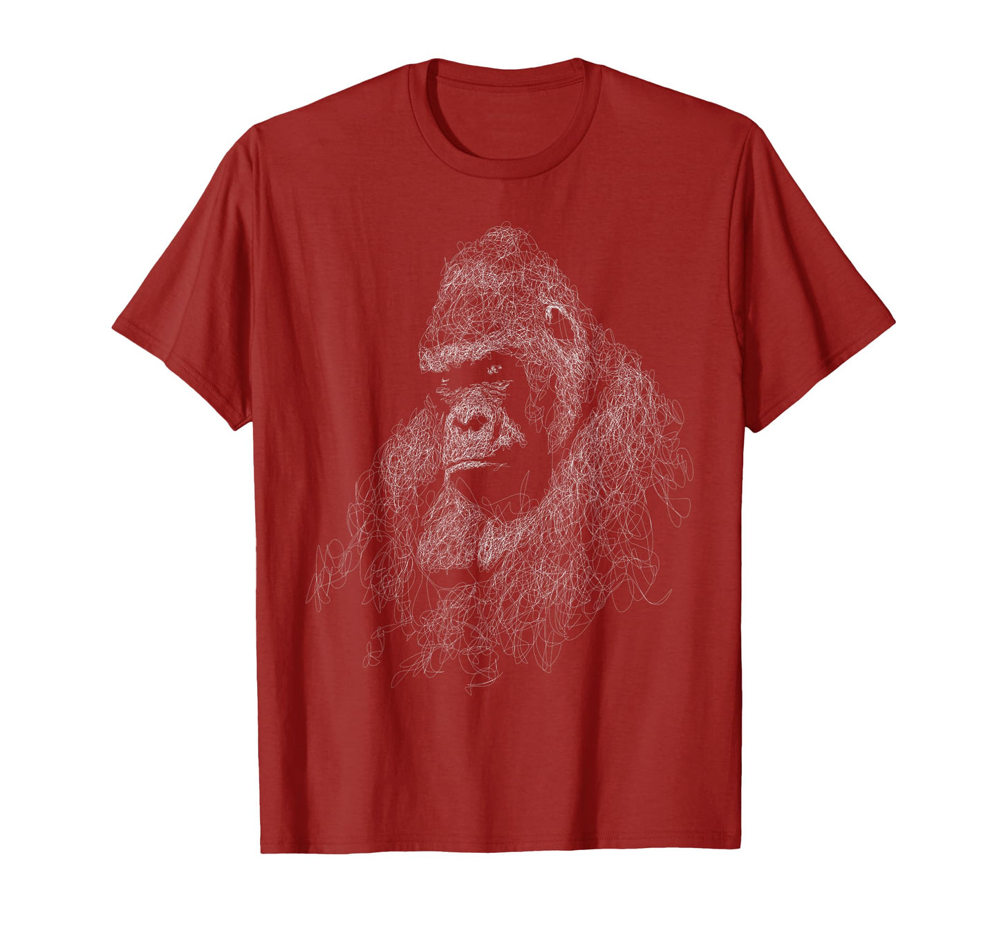 gorilla face scribble art head for lover Silverback animals T-Shirt